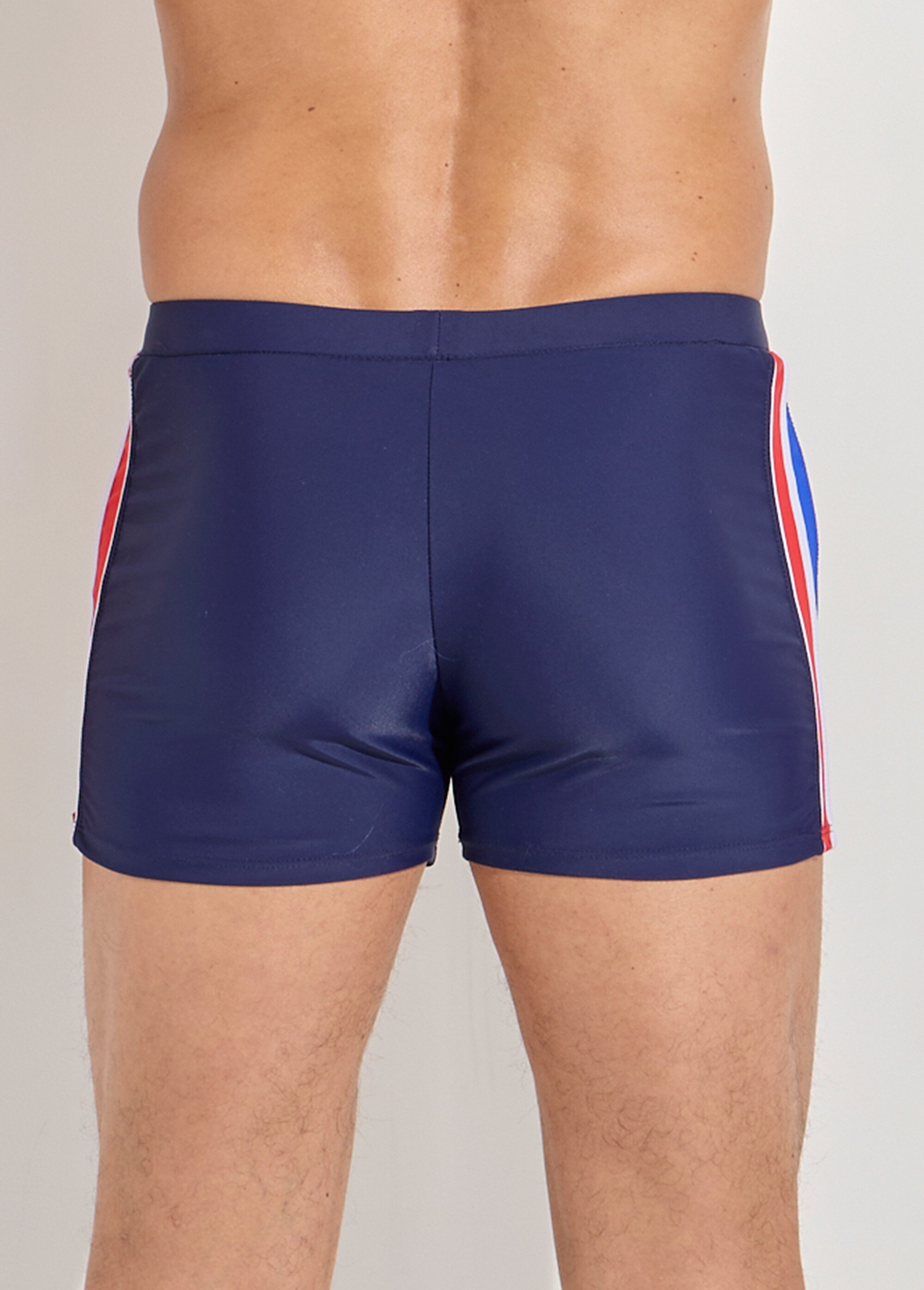 Boxer de bain piscine, bandes cotés