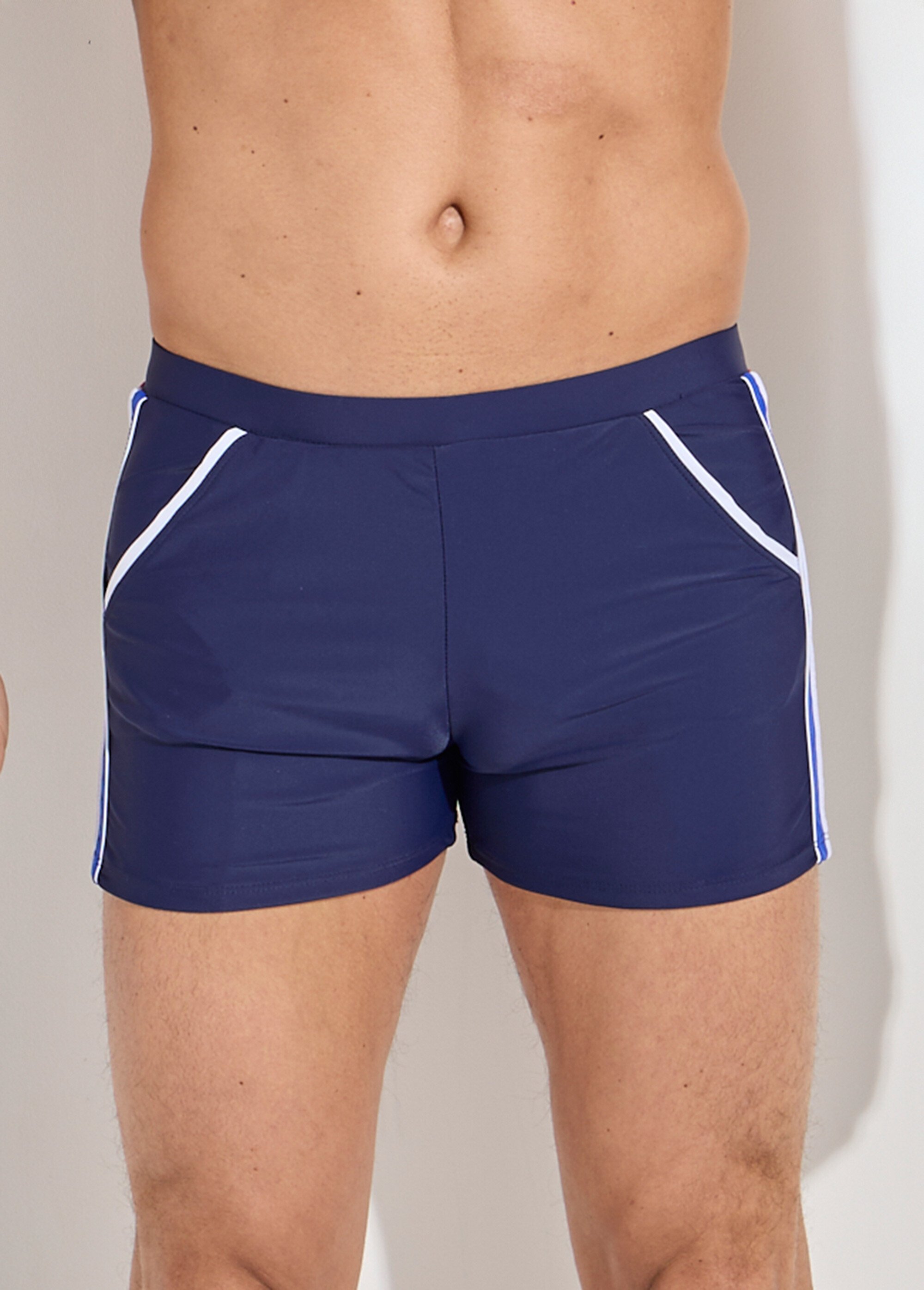 Boxer de bain piscine, bandes cotés Homme Bleu SUNVY5CL6635 FA1