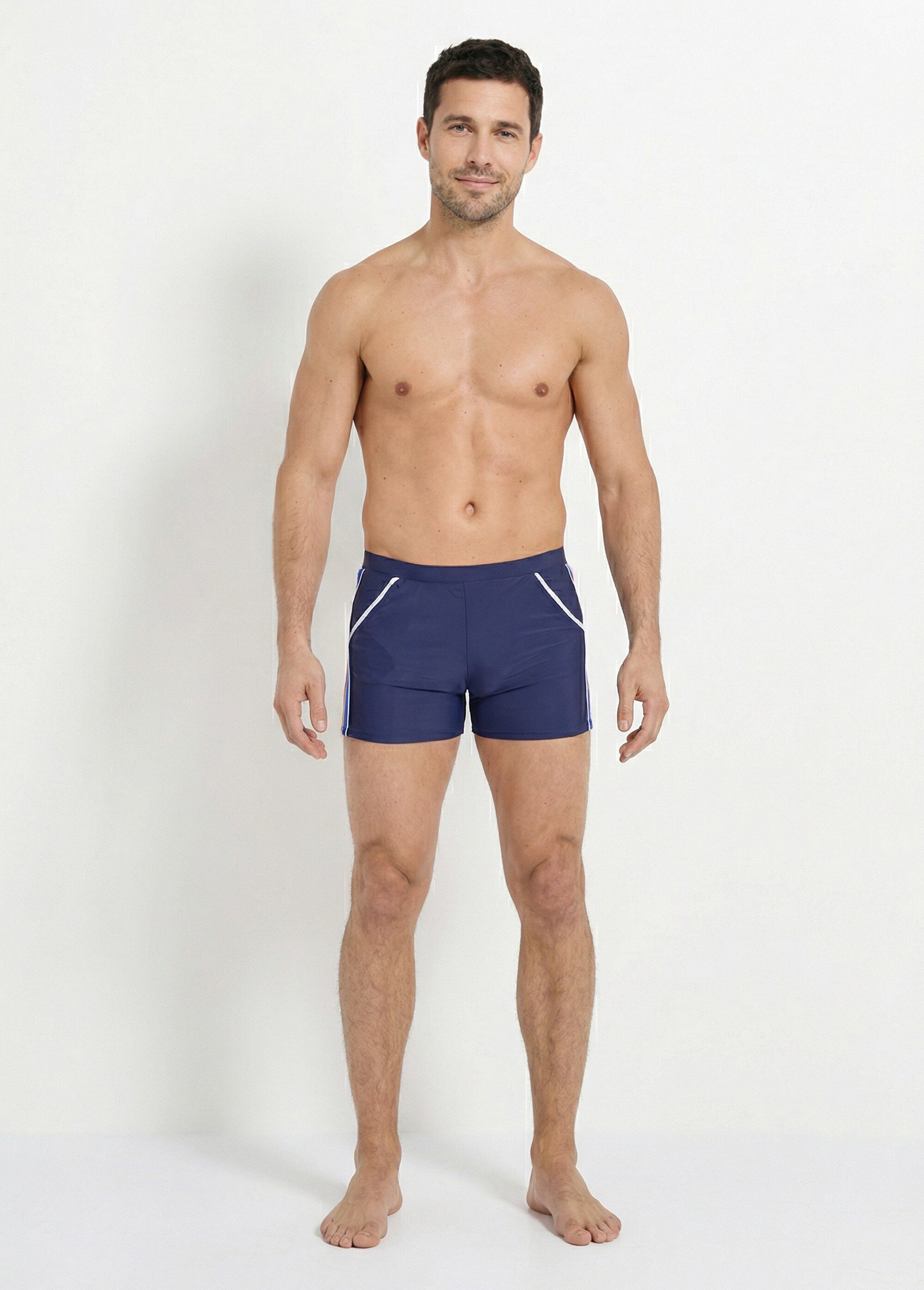 Boxer de bain piscine, bandes cotés Homme Bleu SUNVY5CL6635 SF1