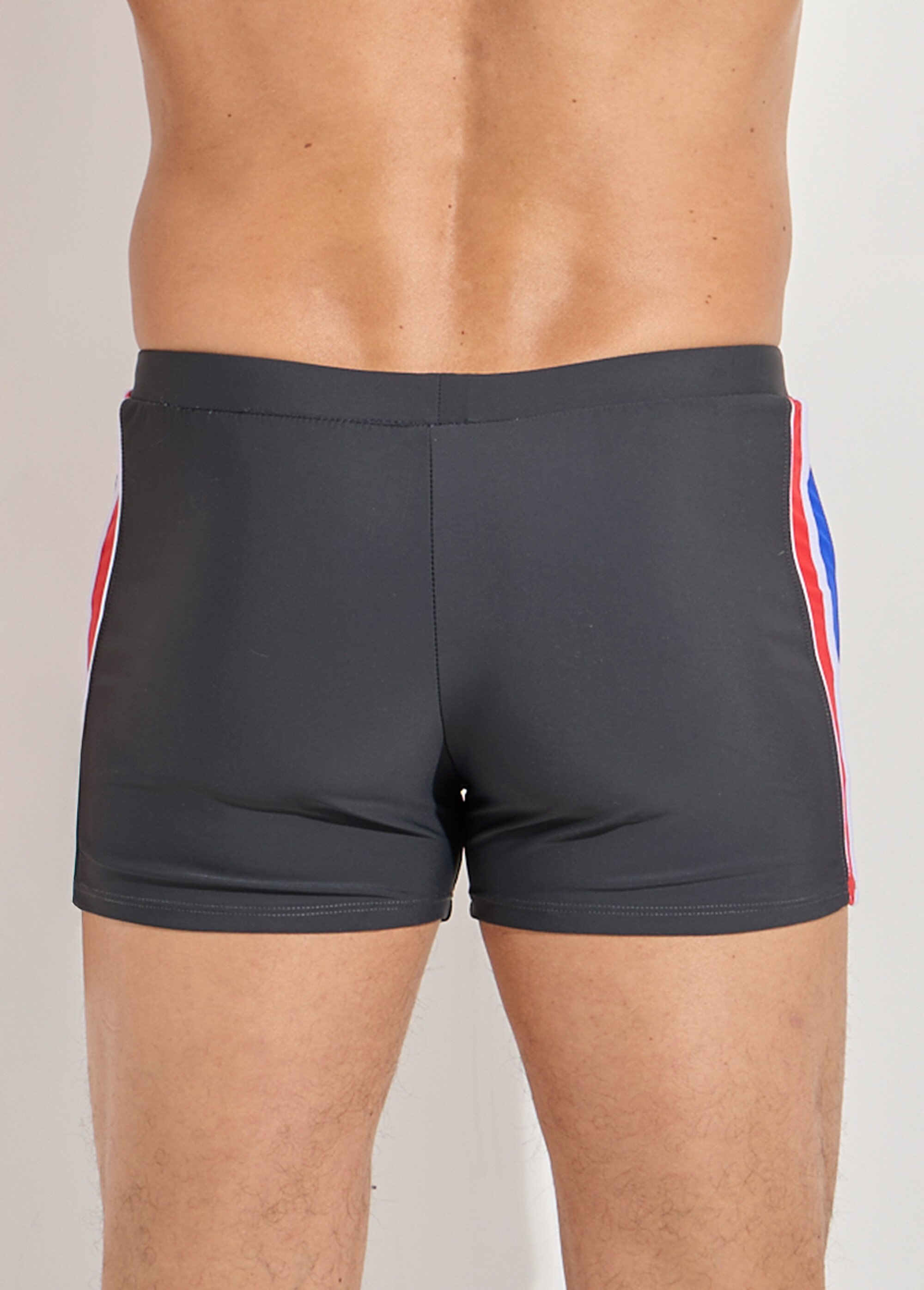 Boxer de bain piscine, bandes cotés