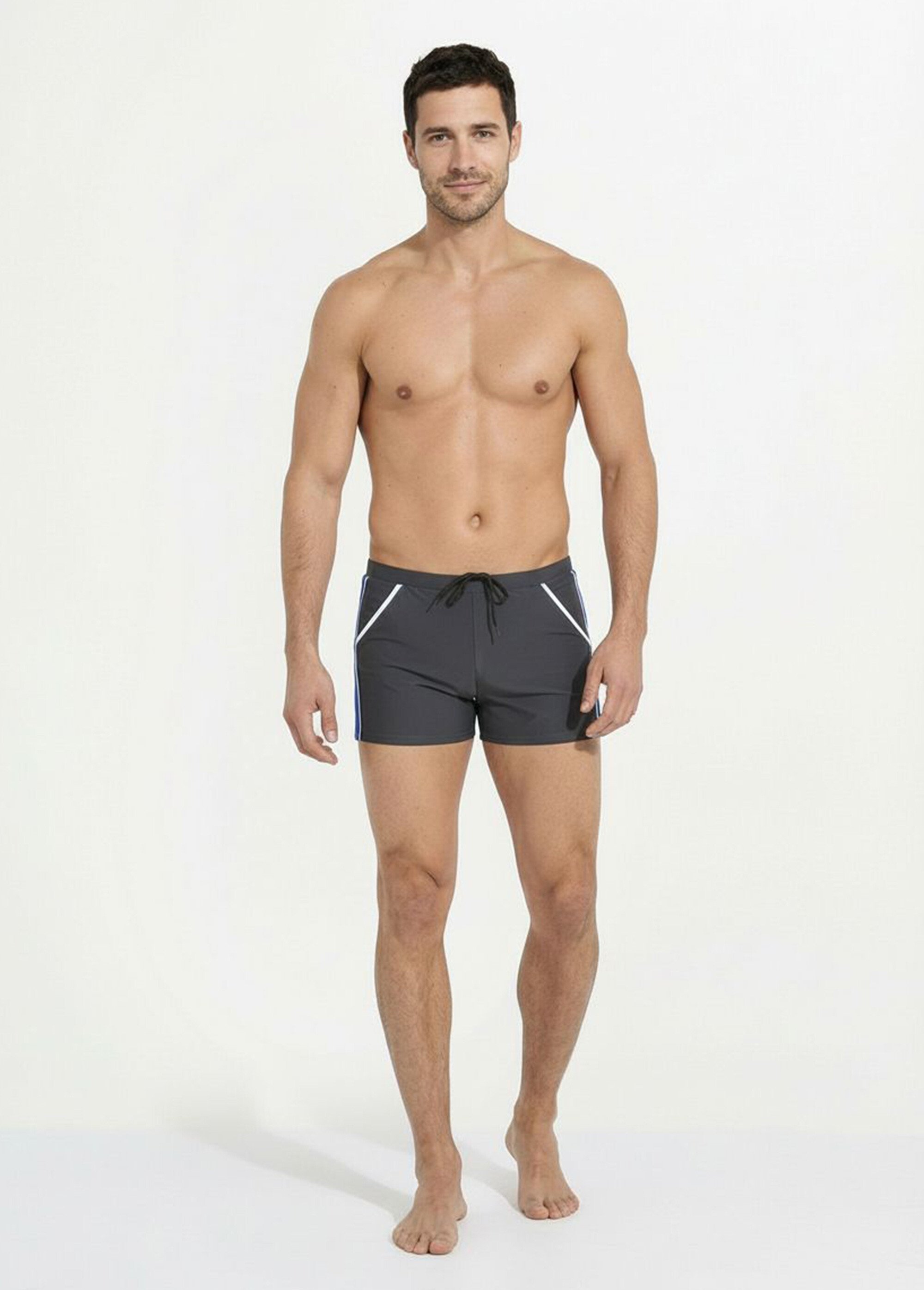 Boxer de bain piscine, bandes cotés Homme Gris SUNVY5CL6635 SF1