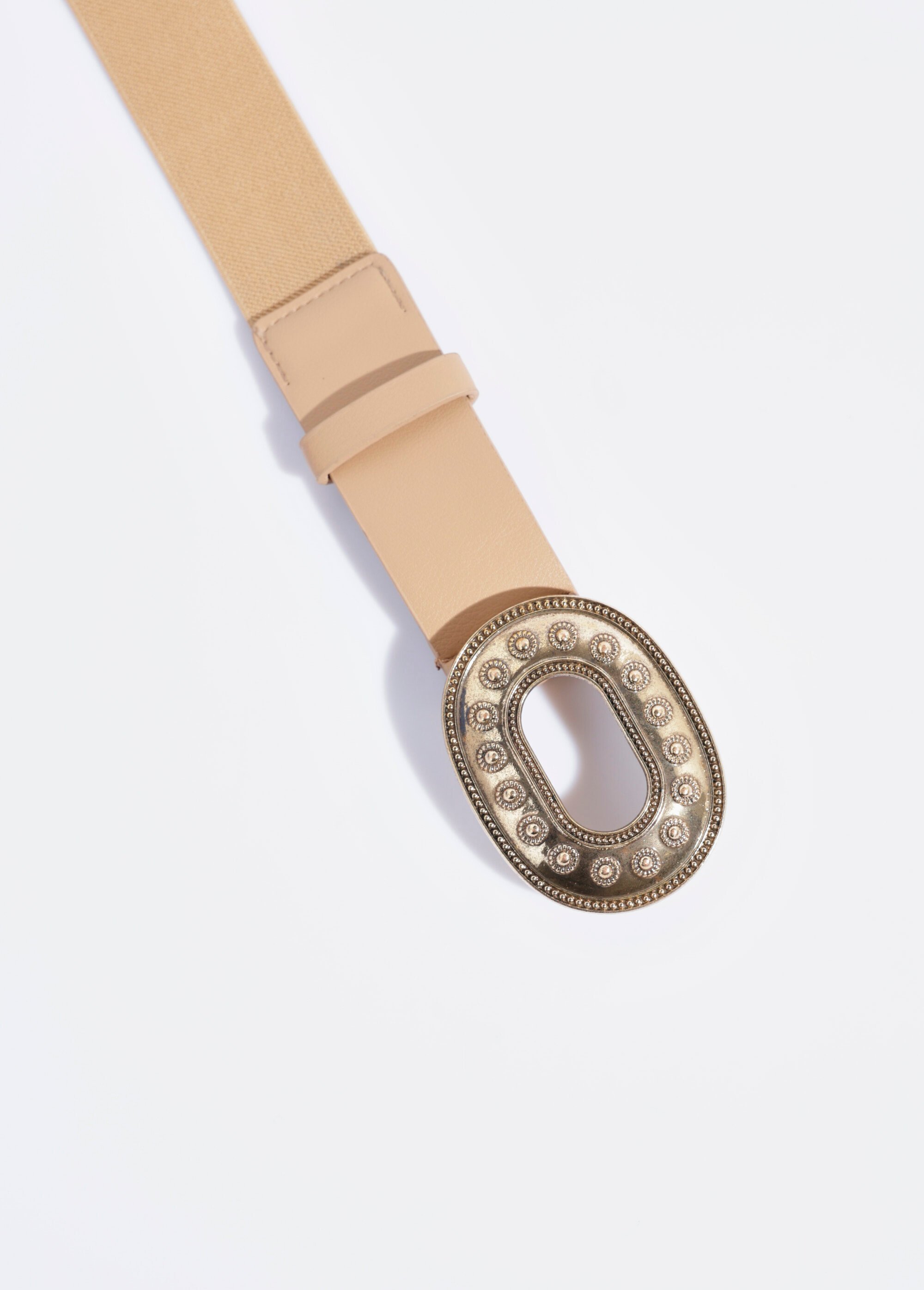 Ceinture large élastiquée boucle métal Femme Beige TD-CEI910258 DE1