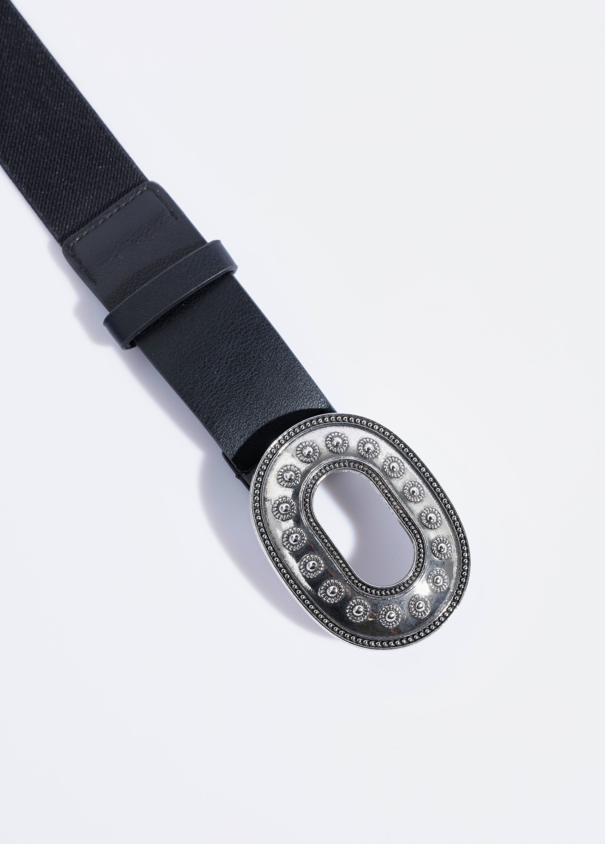 Ceinture large élastiquée boucle métal Femme Noir TD-CEI910258 DE1