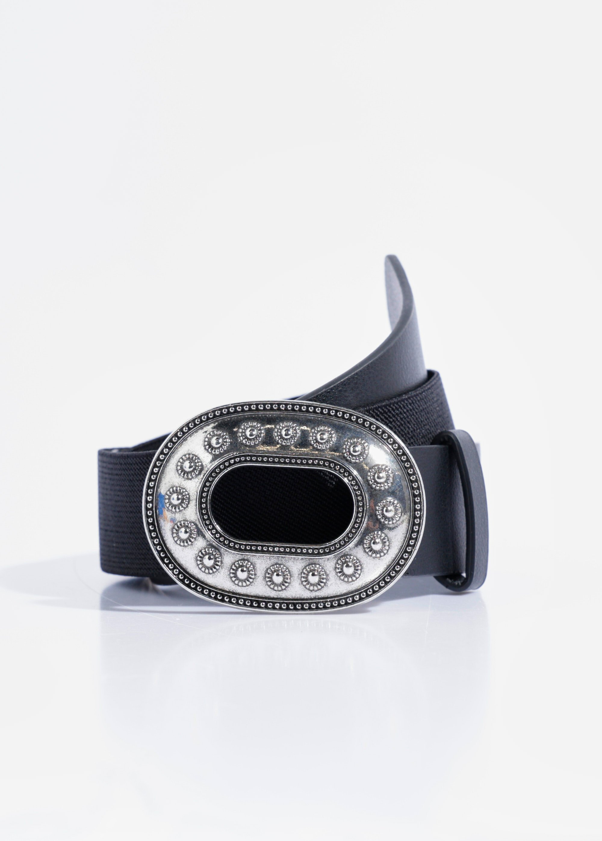 Ceinture large élastiquée boucle métal Femme Noir TD-CEI910258 FA1