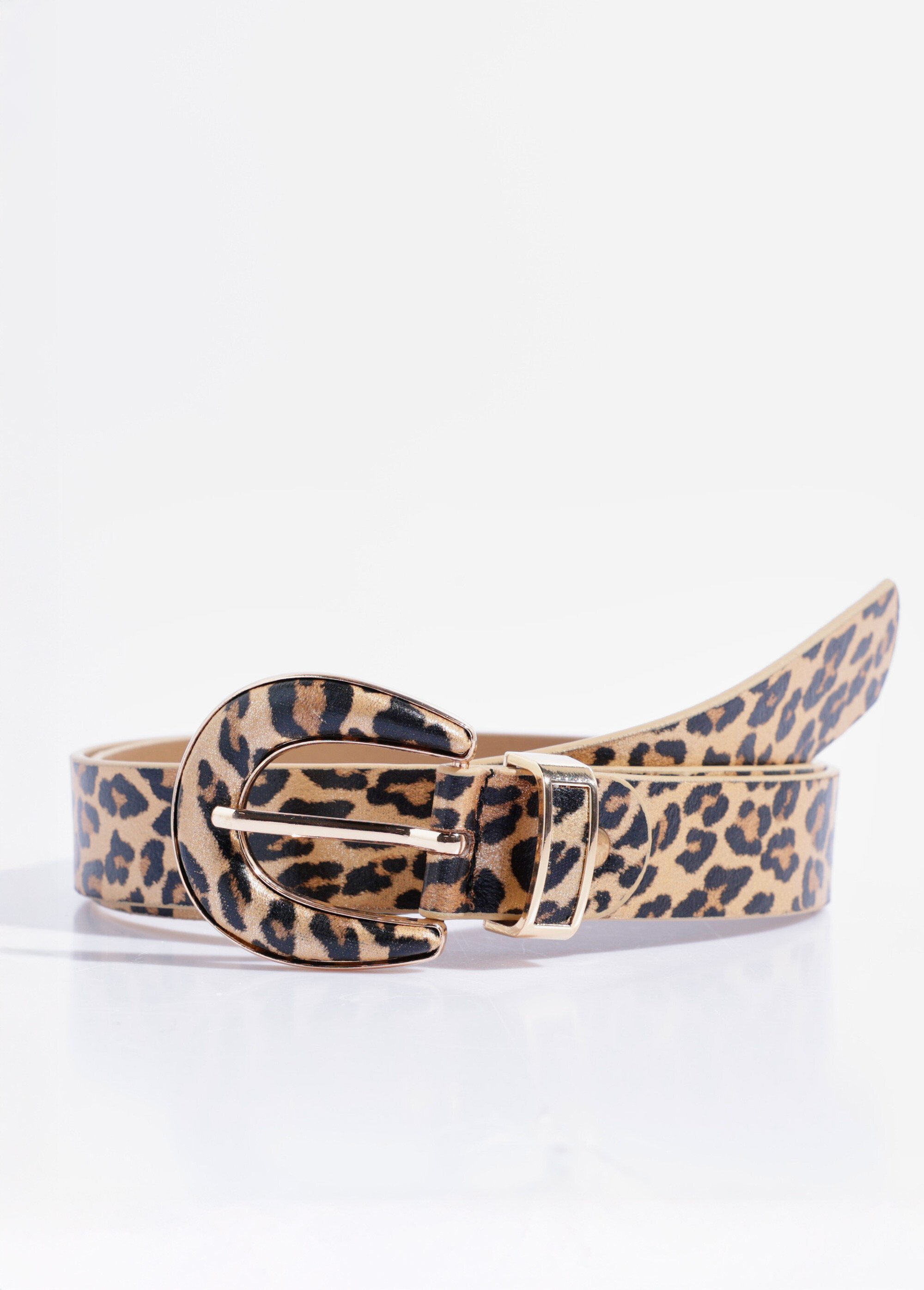 Ceinture léopard avec boucle ton sur ton Femme Noir TD-CEI910245 FA1