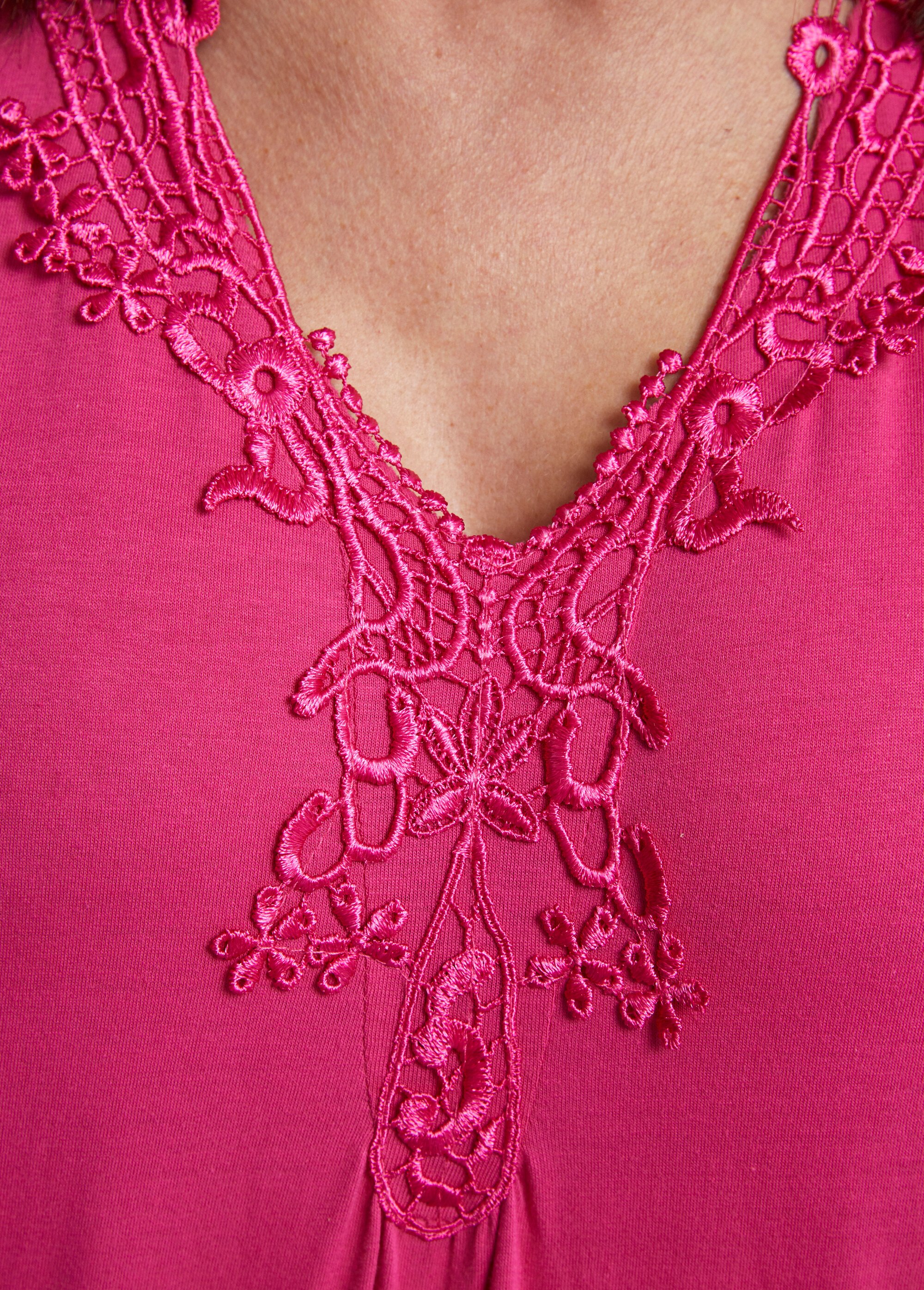 Chemise de nuit coton et dentelle Femme Rose SCILLE DE2
