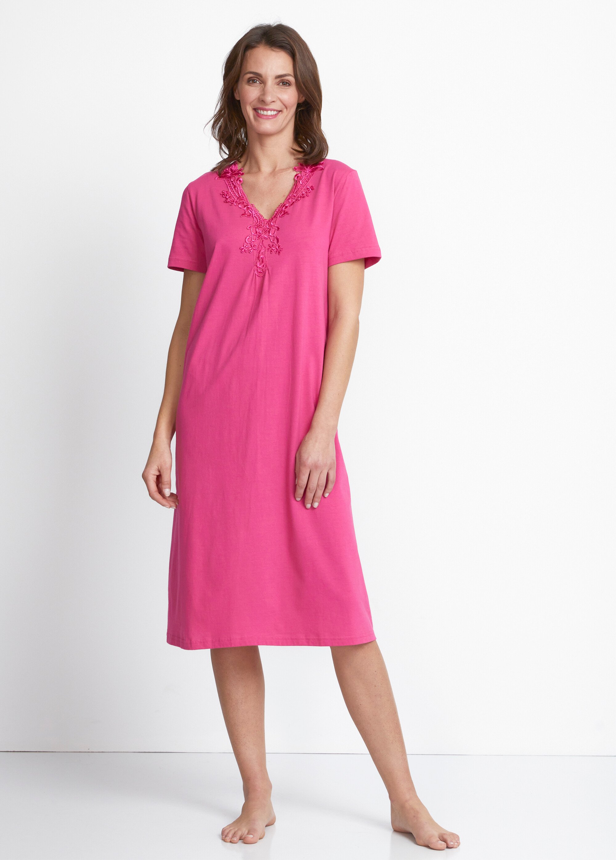 Chemise de nuit coton et dentelle