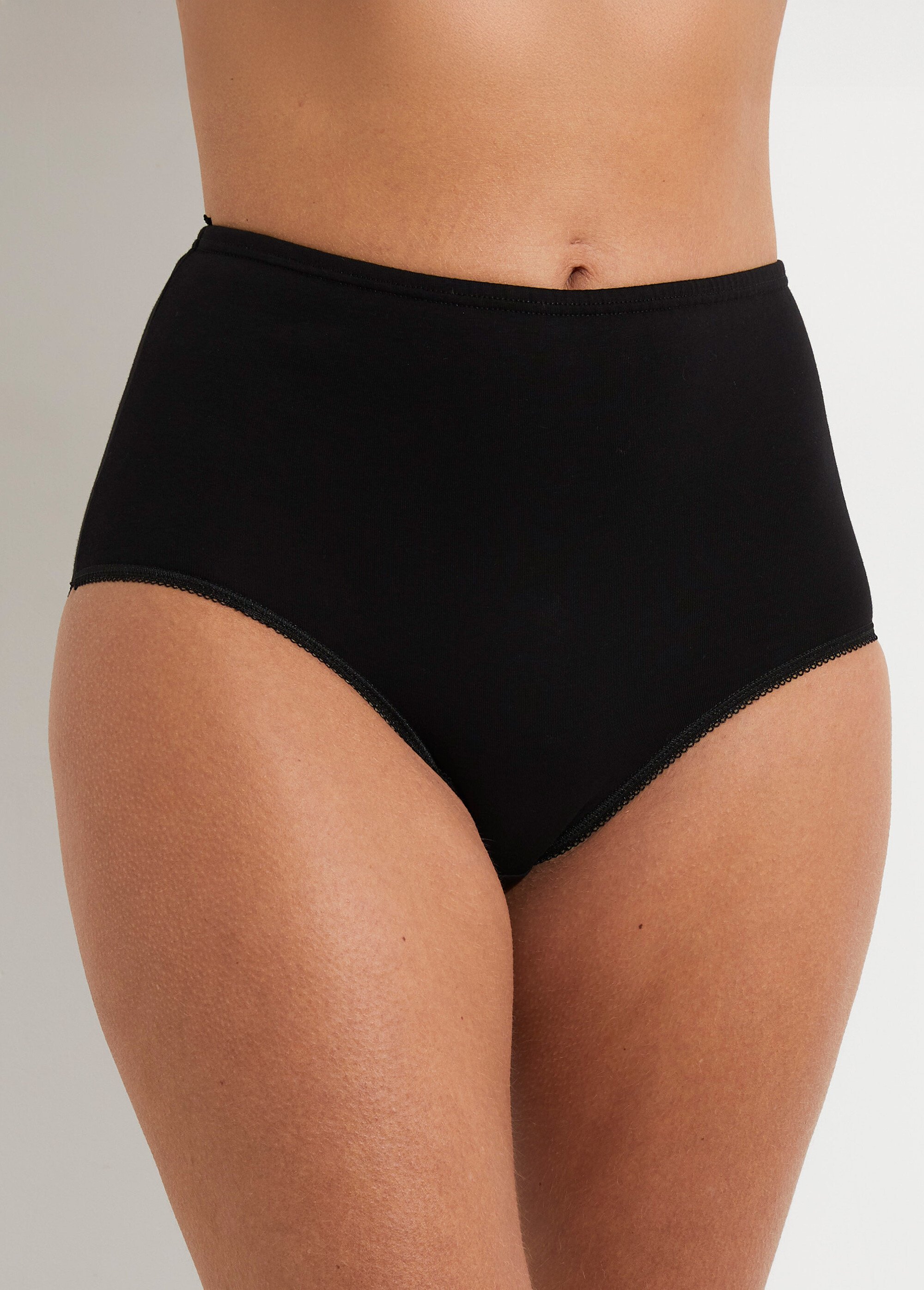 Culotte taille haute coton - lot de 6 Femme Noir DEVERIA FA1