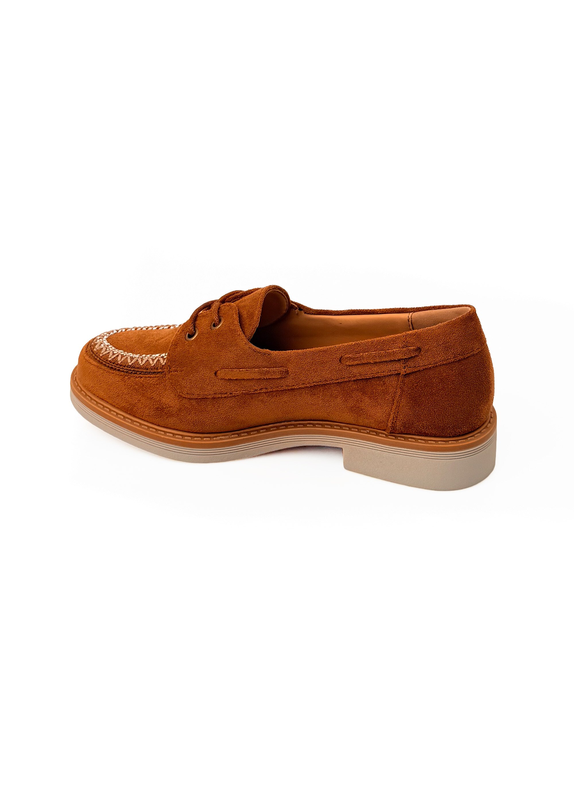 Derbies aspect suédine, détails brodés Femme Marron JP-TDF5440 DO1
