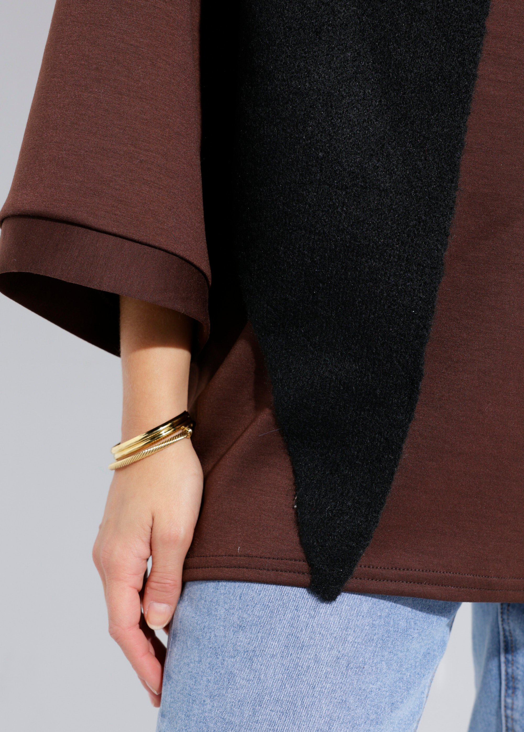 Echarpe triangle chaude, maille laine Femme Noir MPAZY1017 DE1