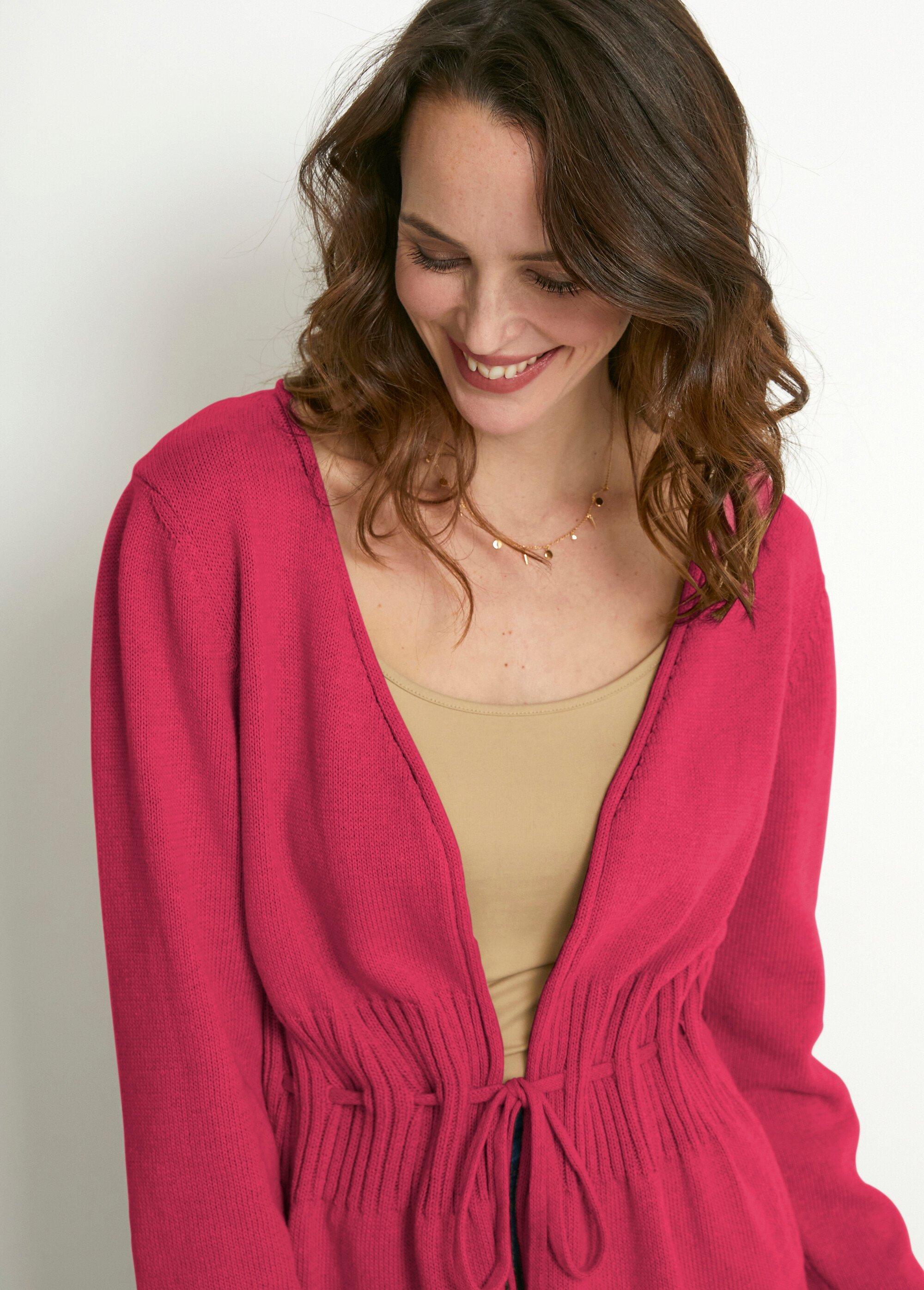 Gilet bord à bord avec lien à nouer