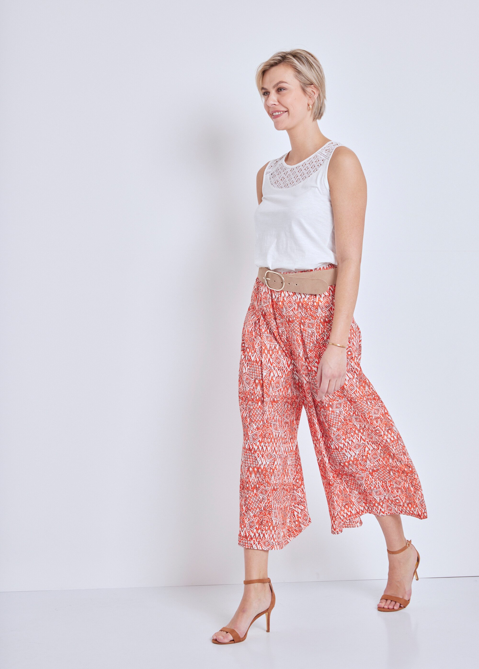 Jupe-culotte taille élastiquée ample Femme Orange LIMON SI1
