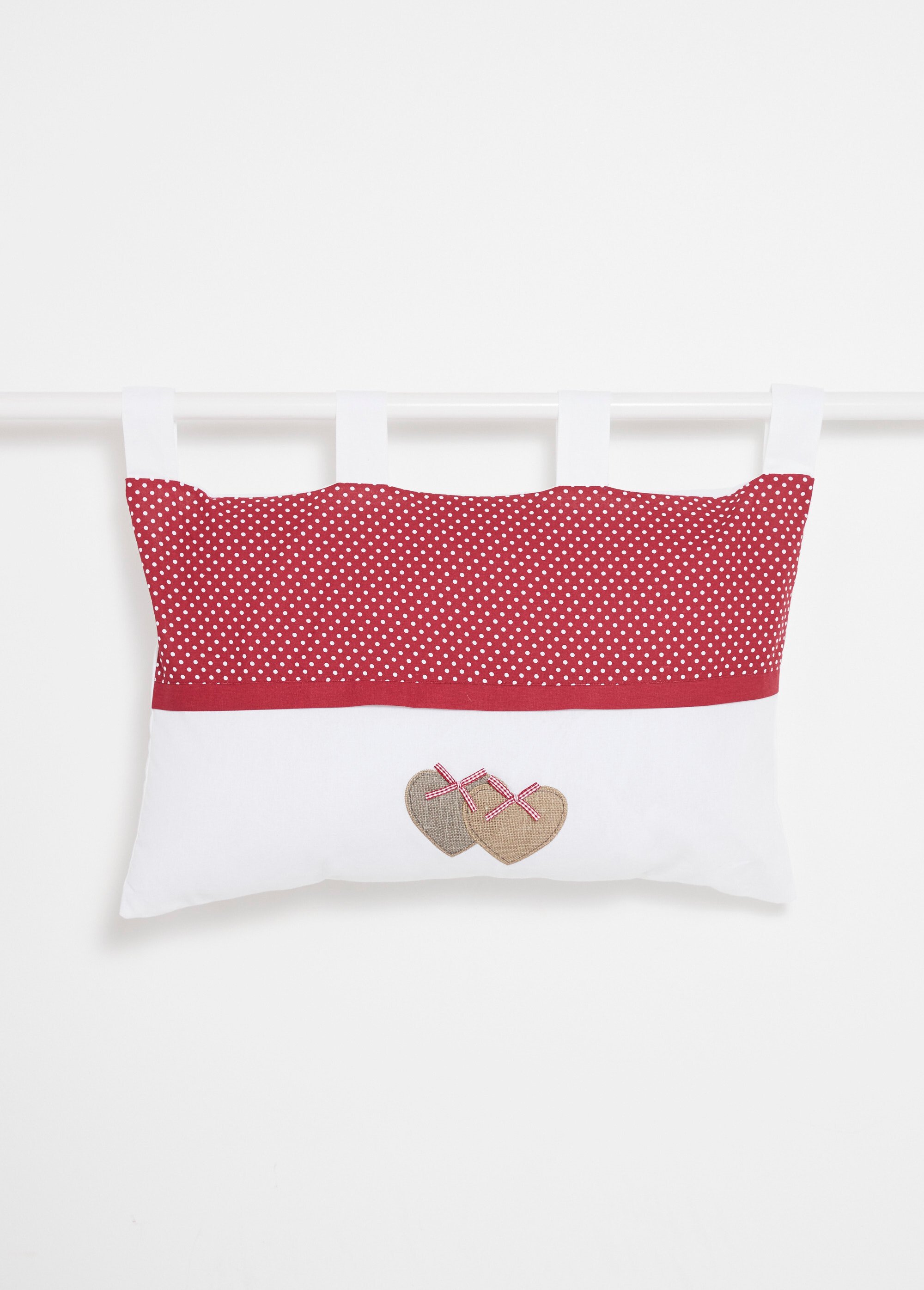 Coussin pour tête de lit, cœurs et pois Rouge SELLOVELIT FA1