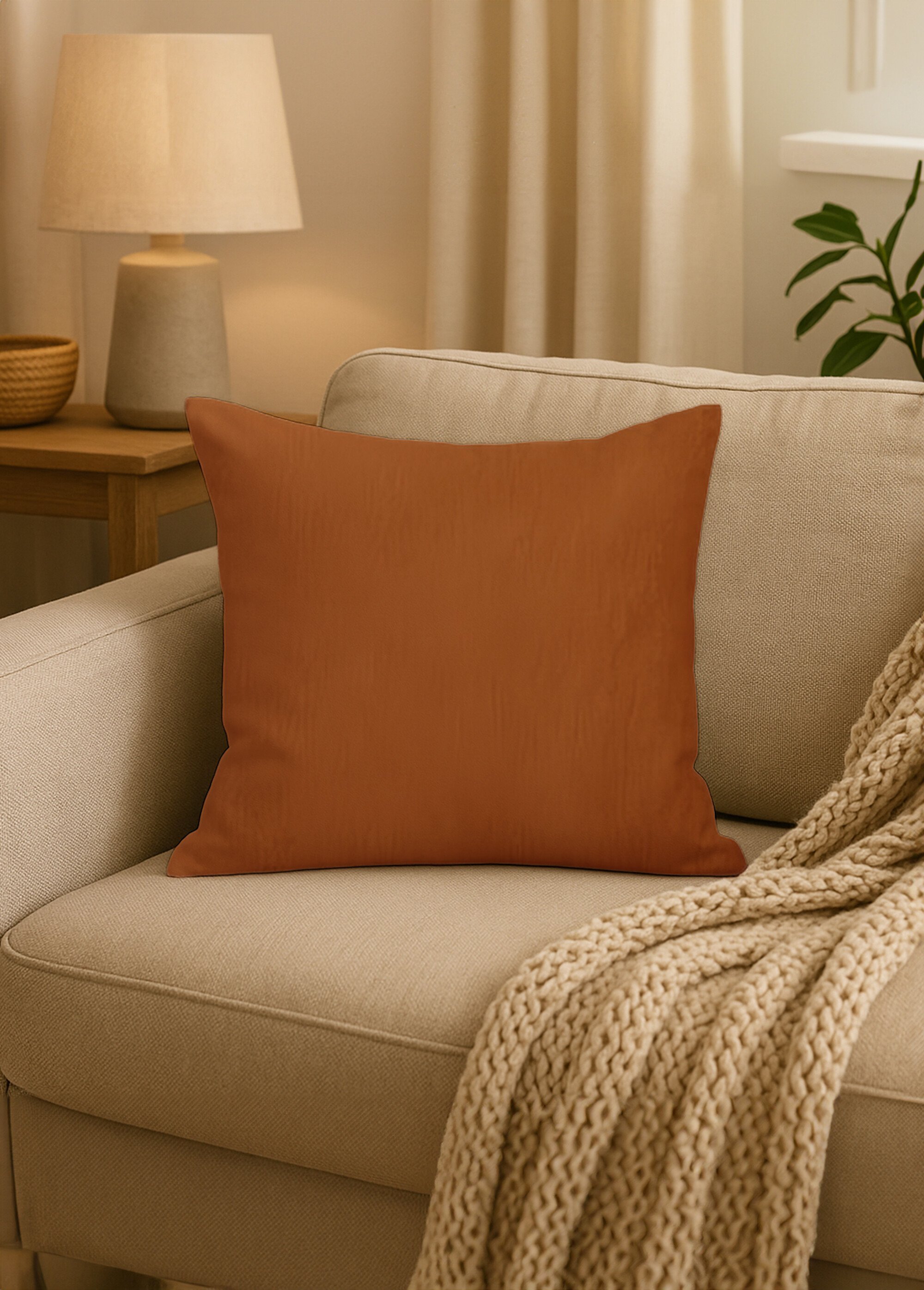 Housse de coussin unie entretien facile