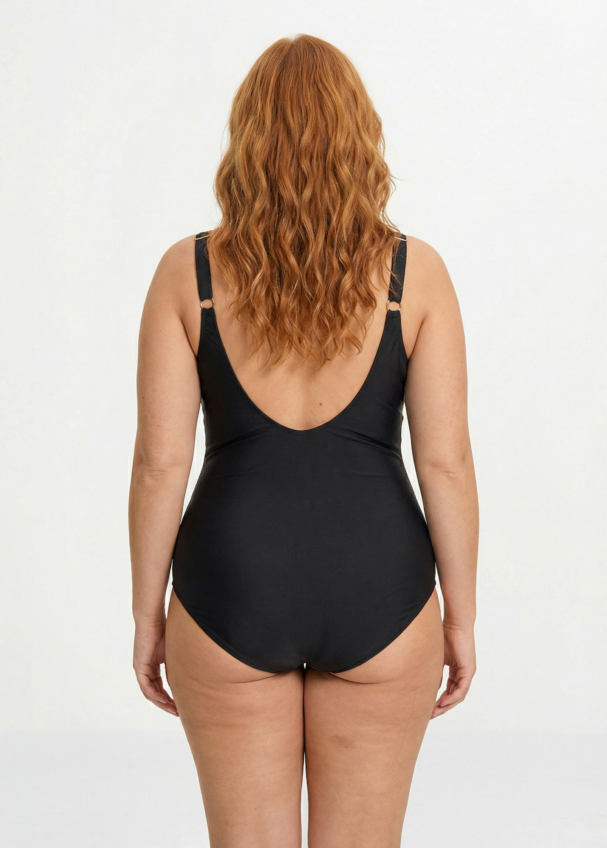 Maillot de bain 1 pièce forme cache cœur Femme Grande Taille Noir SUNVY1CL6618 DO1
