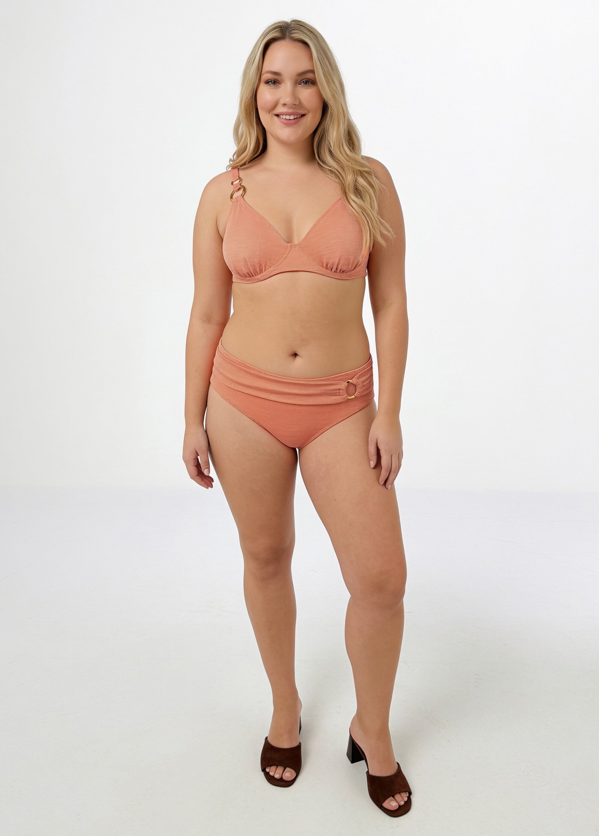 Maillot de bain 2 pièces lignes irisées Femme Grande Taille Rose SUN-VY8148 SI1