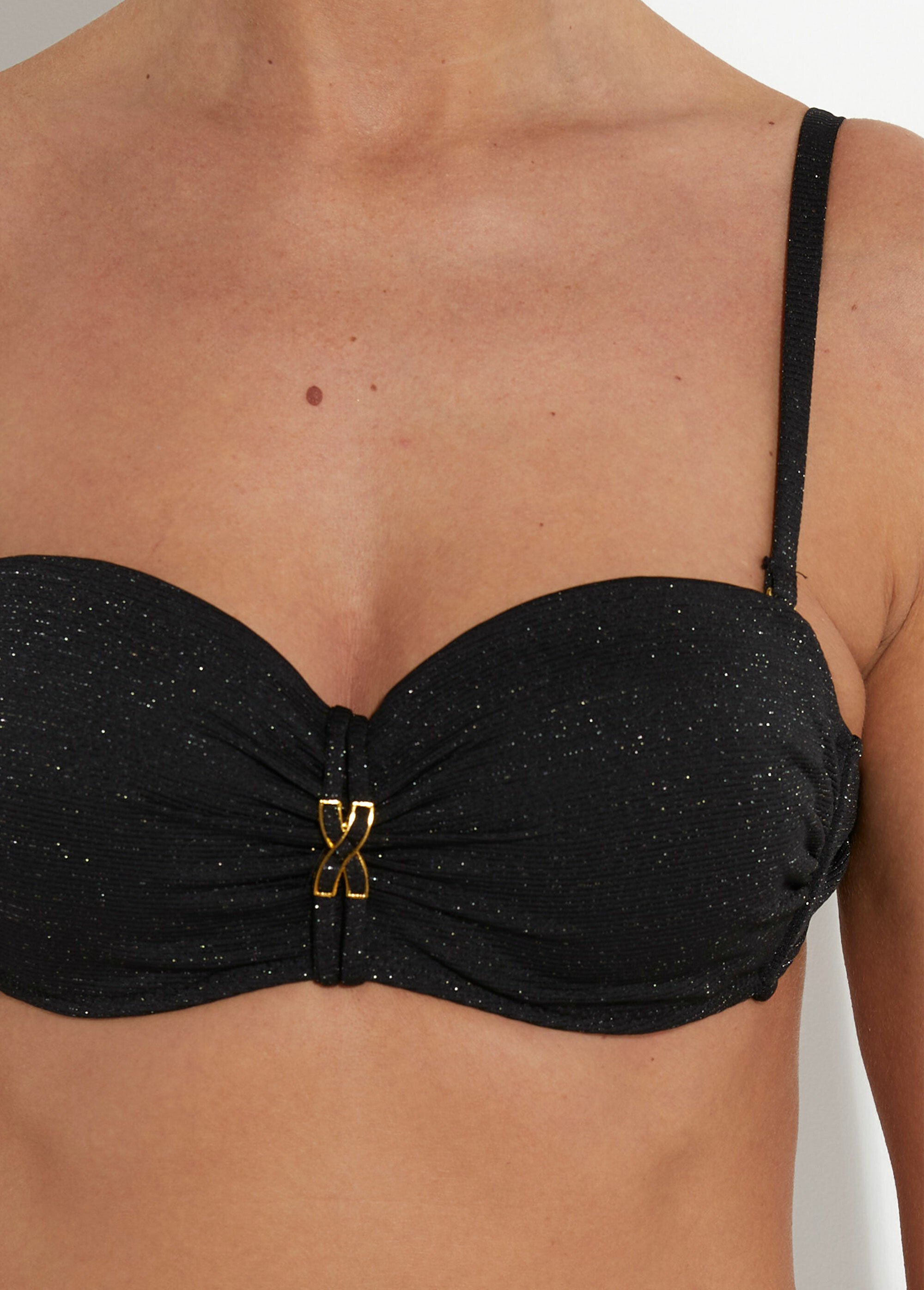 Maillot de bain 2 pièces rayé métallisé