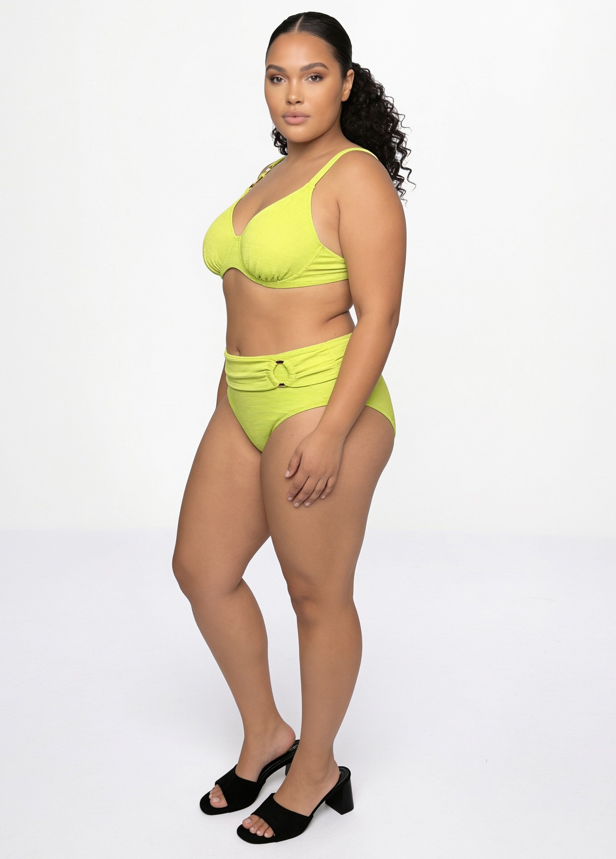 Maillot de bain 2 pièces lignes irisées Femme Grande Taille Vert SUN-VY8148 SI1