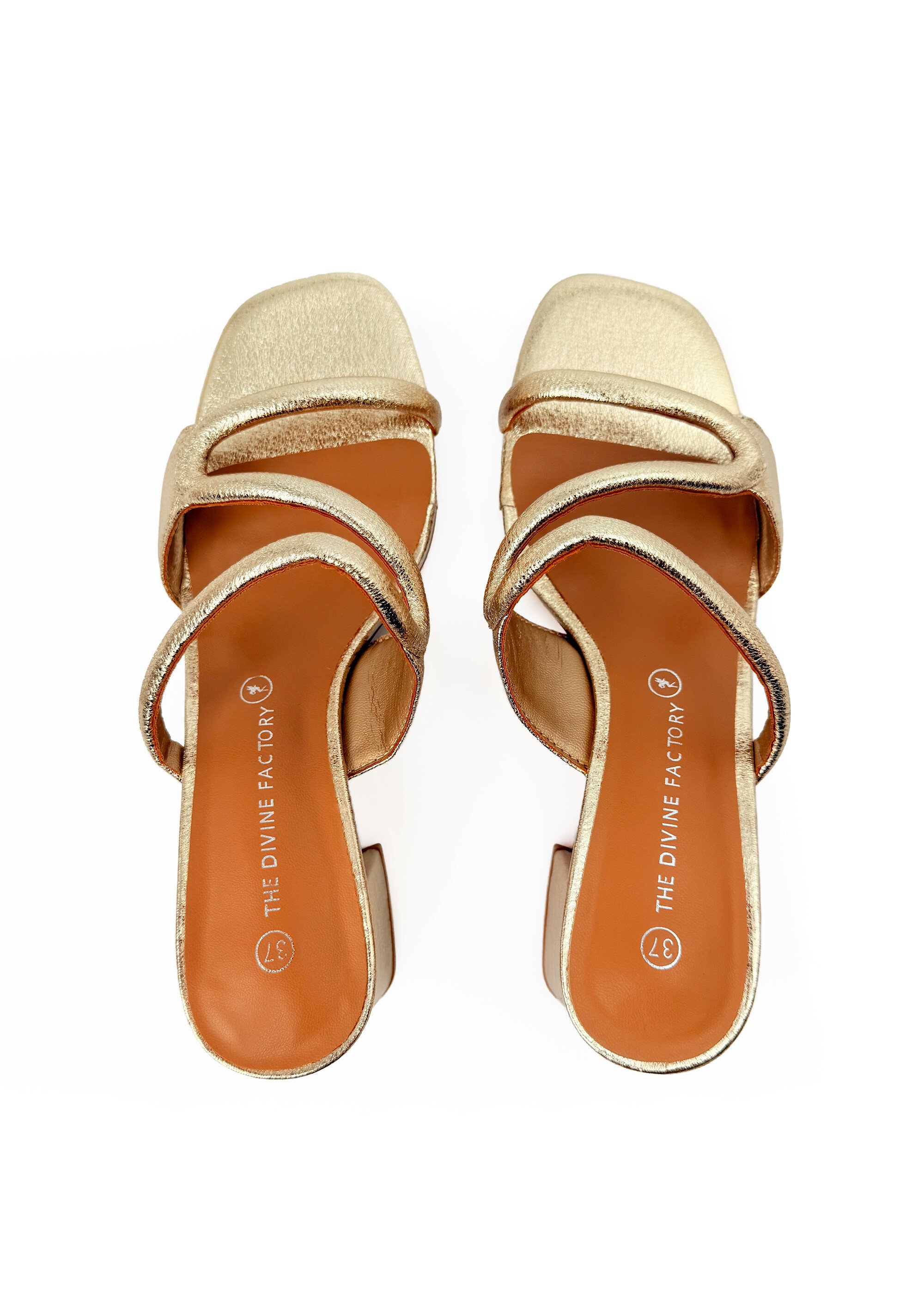 Mules talon recouvert, dessus fantaisie Femme Doré JP-TDF5476 OV1