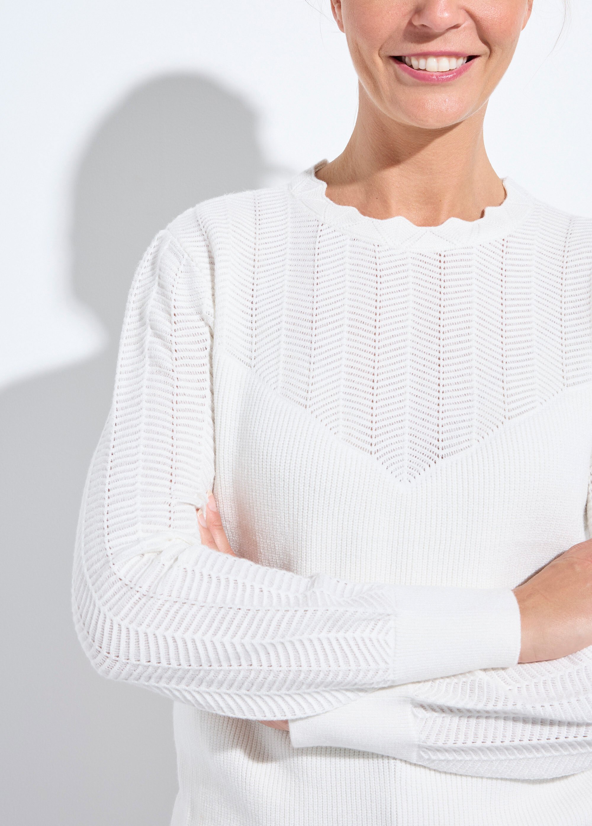 Pull doux col rond manches longues blousantes Femme Beige PRISKA DE1
