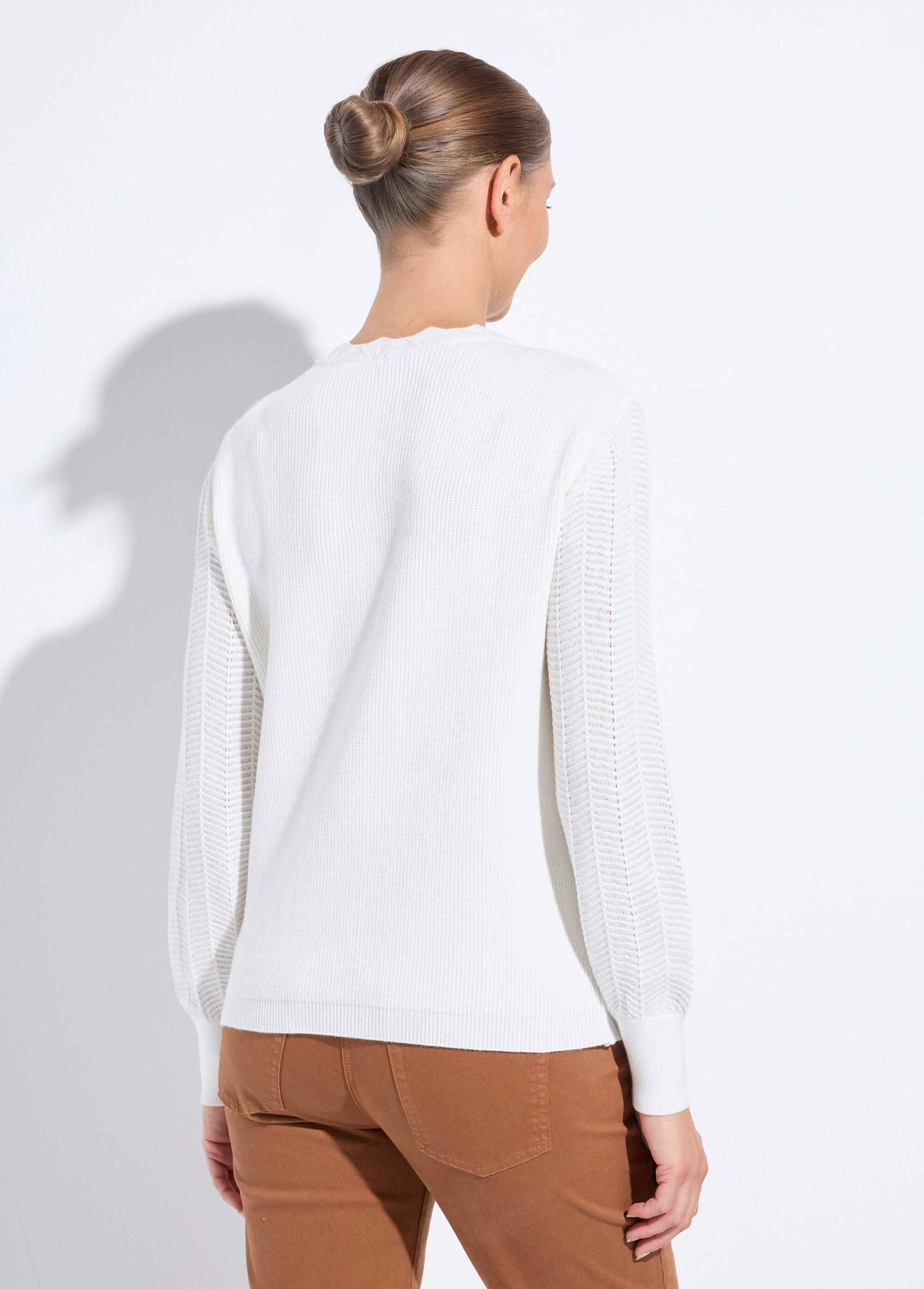 Pull doux col rond manches longues blousantes Femme Beige PRISKA DO1