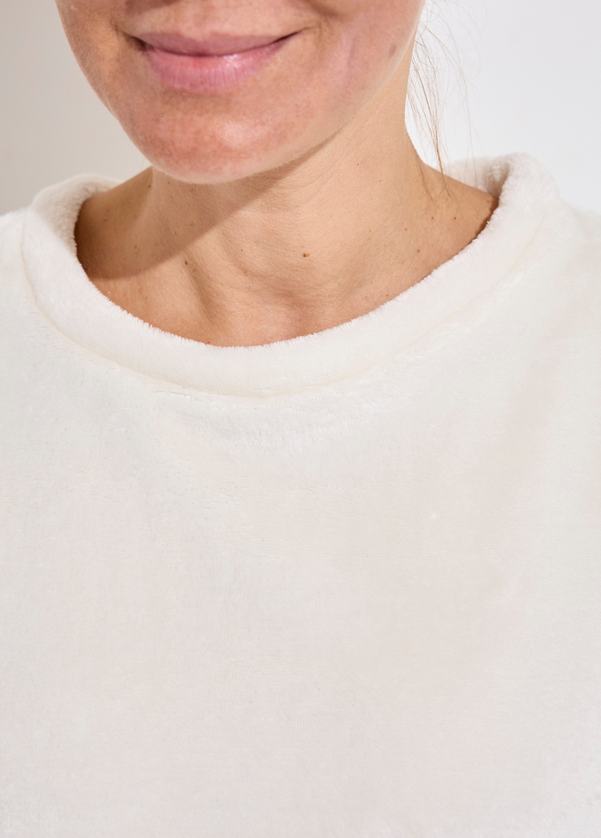 Pyjama doux et chaud en polaire Femme Blanc H-NPJ6615 DE1