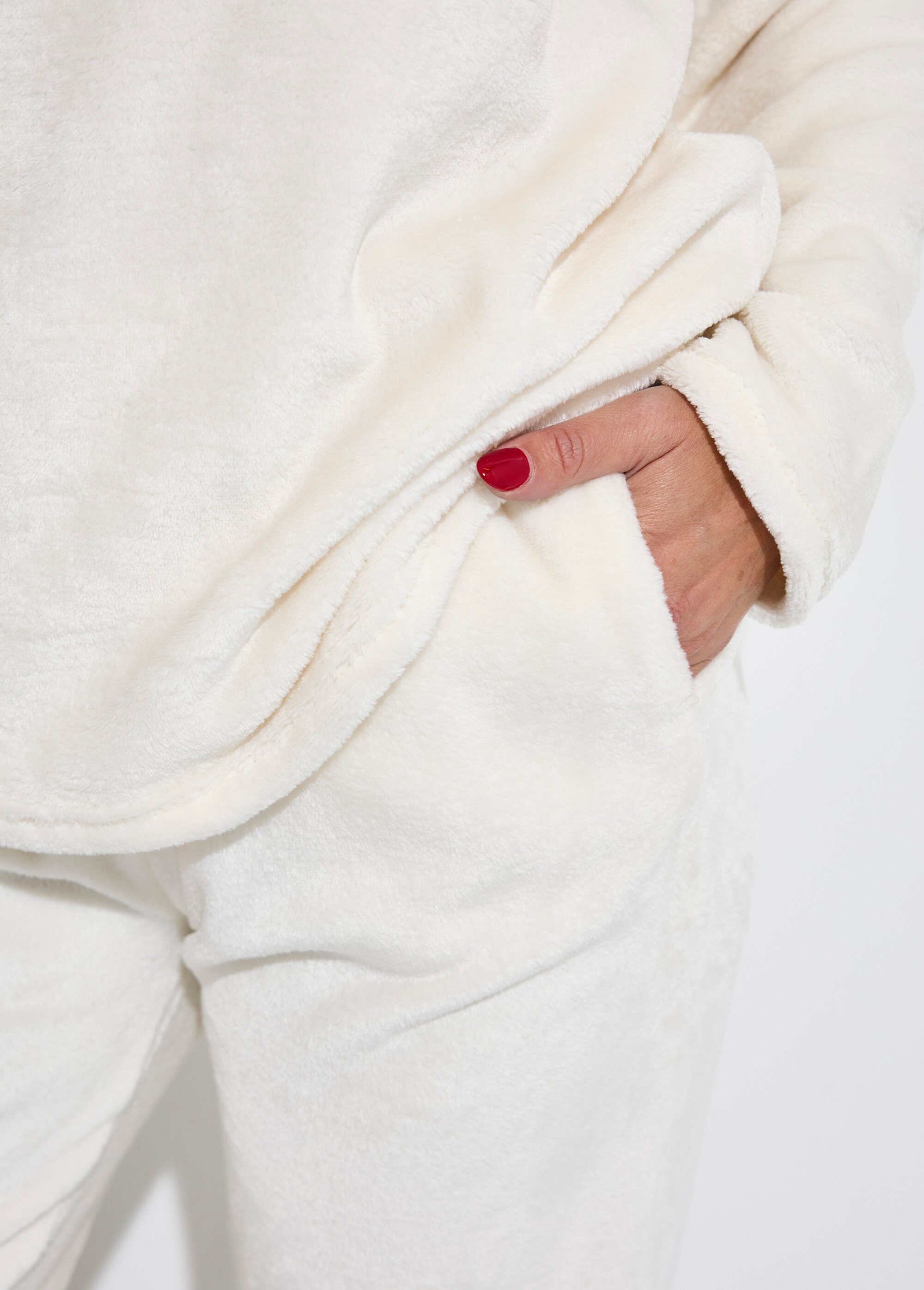 Pyjama doux et chaud en polaire Femme Blanc H-NPJ6615 DE2