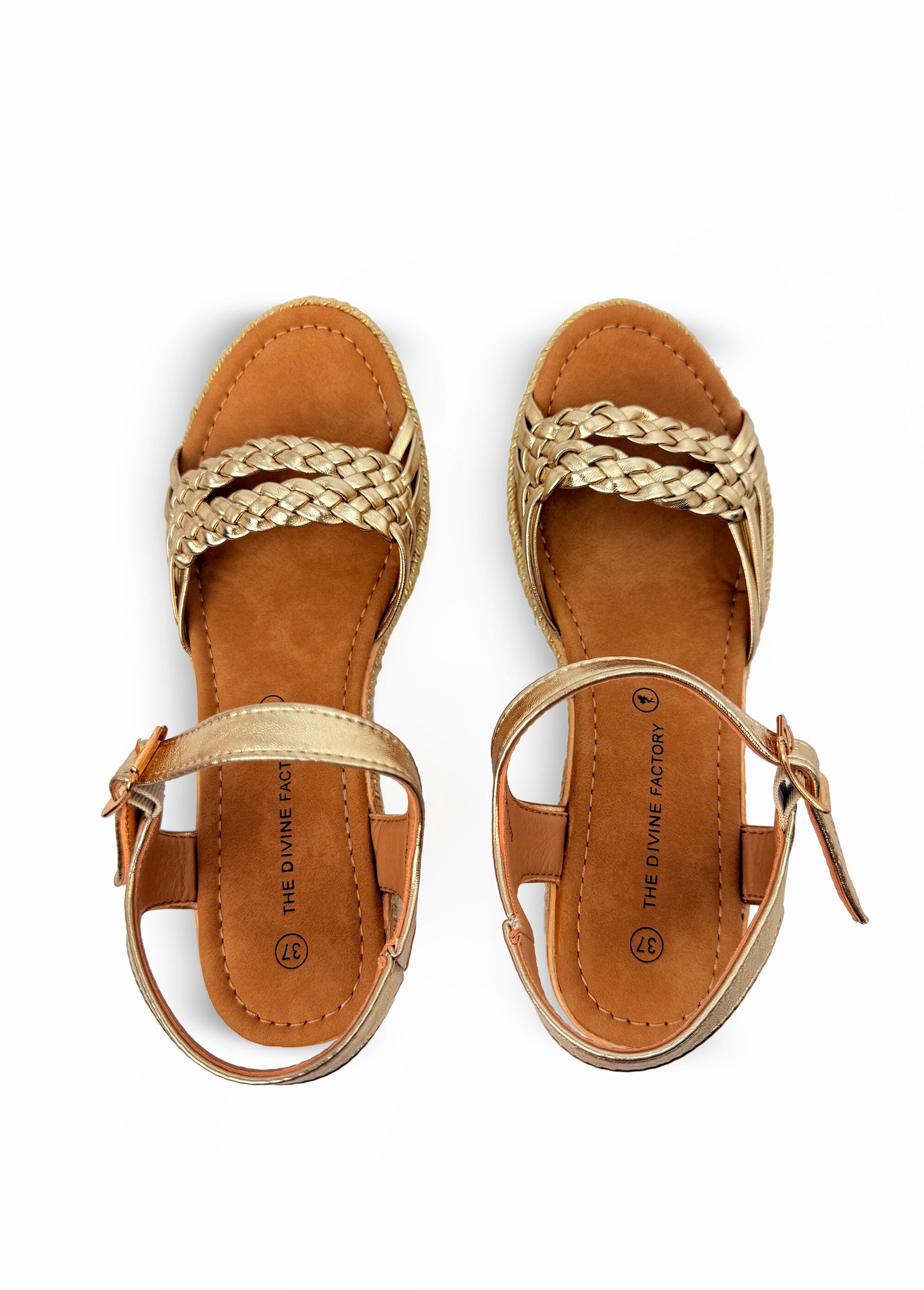 Sandales dessus tressé métallisé Femme Doré JP-TDF5438 OV1