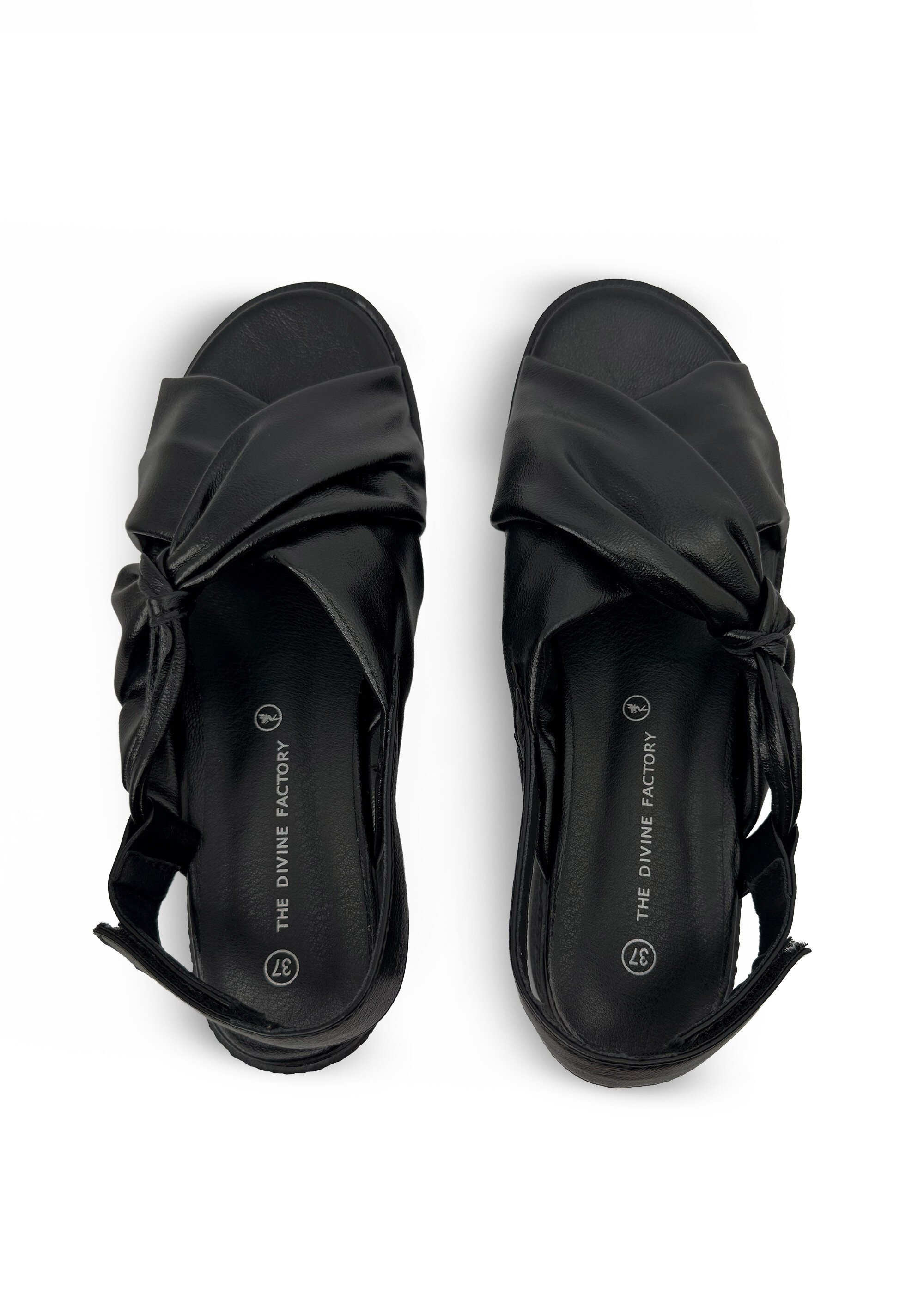 Sandales fantaisie nouées sur le dessus Femme Noir JP-TDF5449 OV1