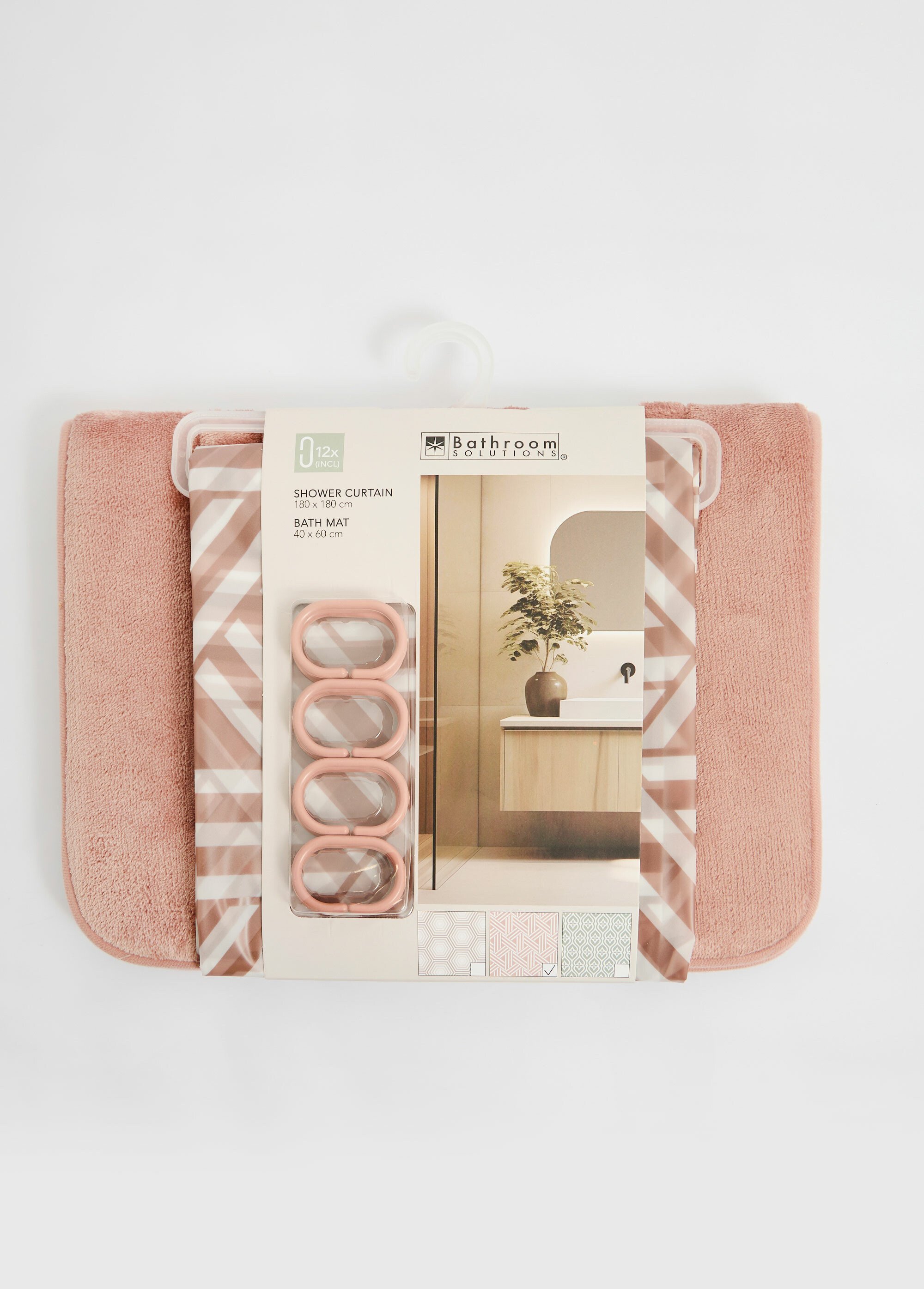 Set 2 pièces bain Rideau + Tapis velours Rose KP-CY2400260 FA1