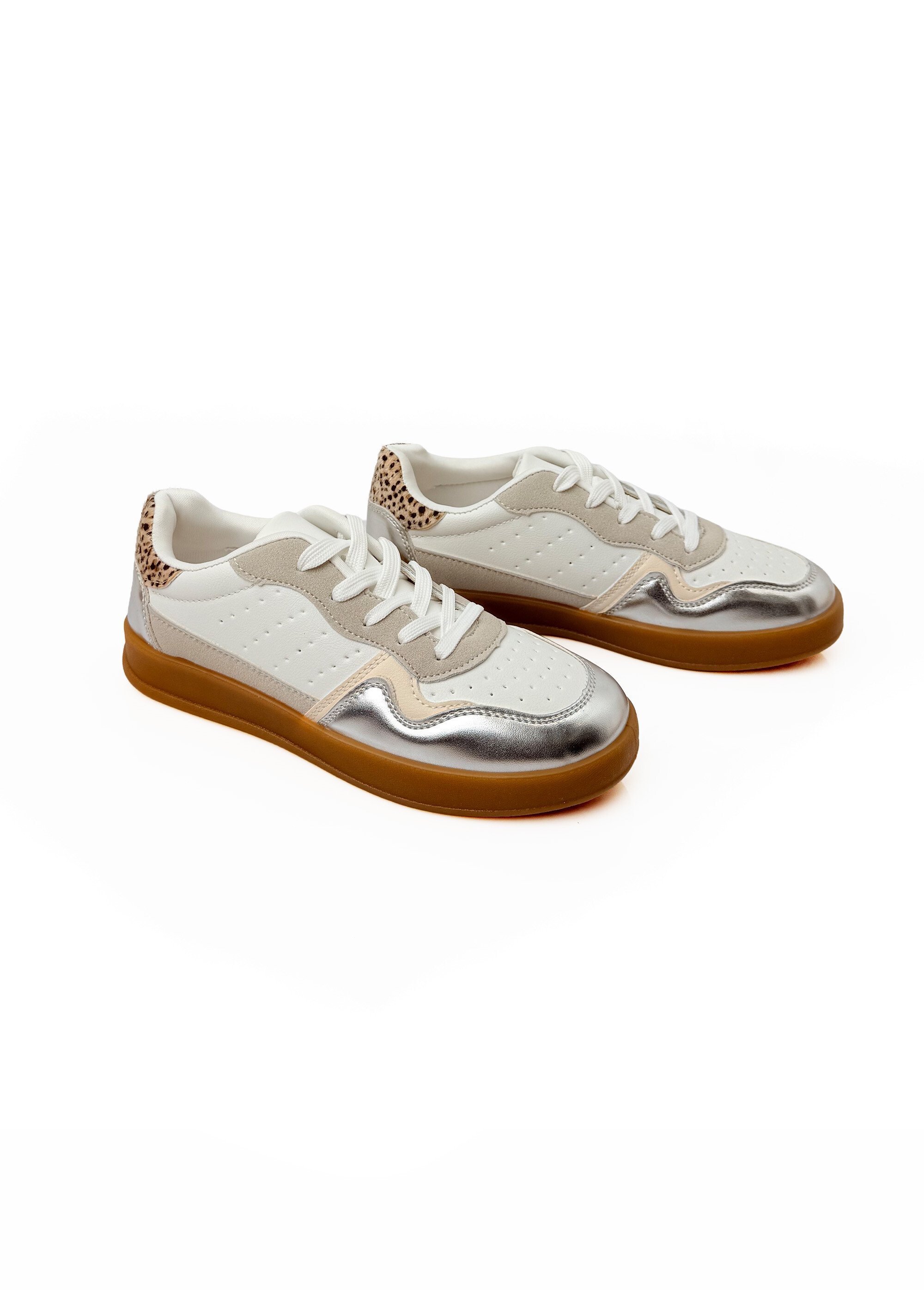 Sneakers à lacets empiècements fantaisie