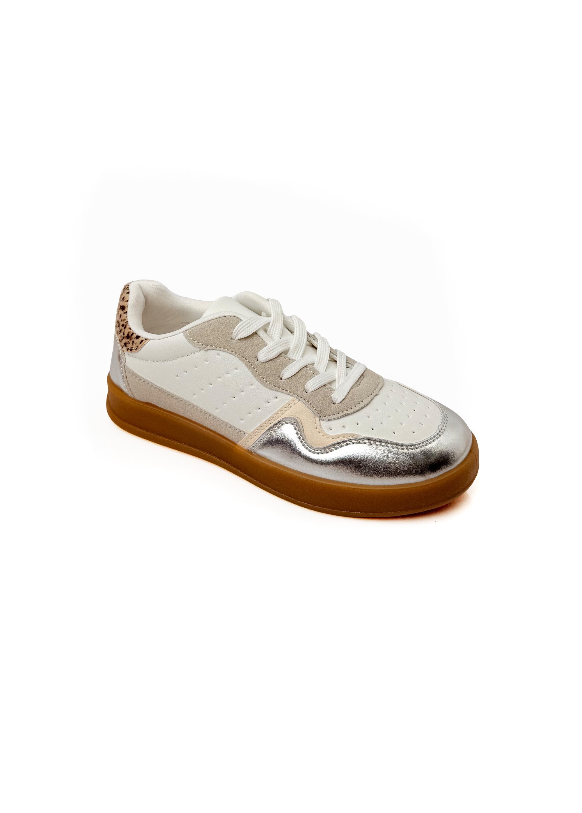 Sneakers à lacets empiècements fantaisie