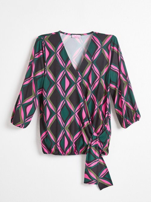 T-shirt cache-coeur effet blousant imprimé Femme Rose CRISTIE AP1