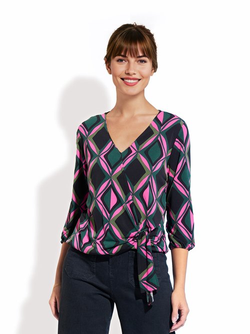 T-shirt cache-coeur effet blousant imprimé Femme Rose CRISTIE FA1