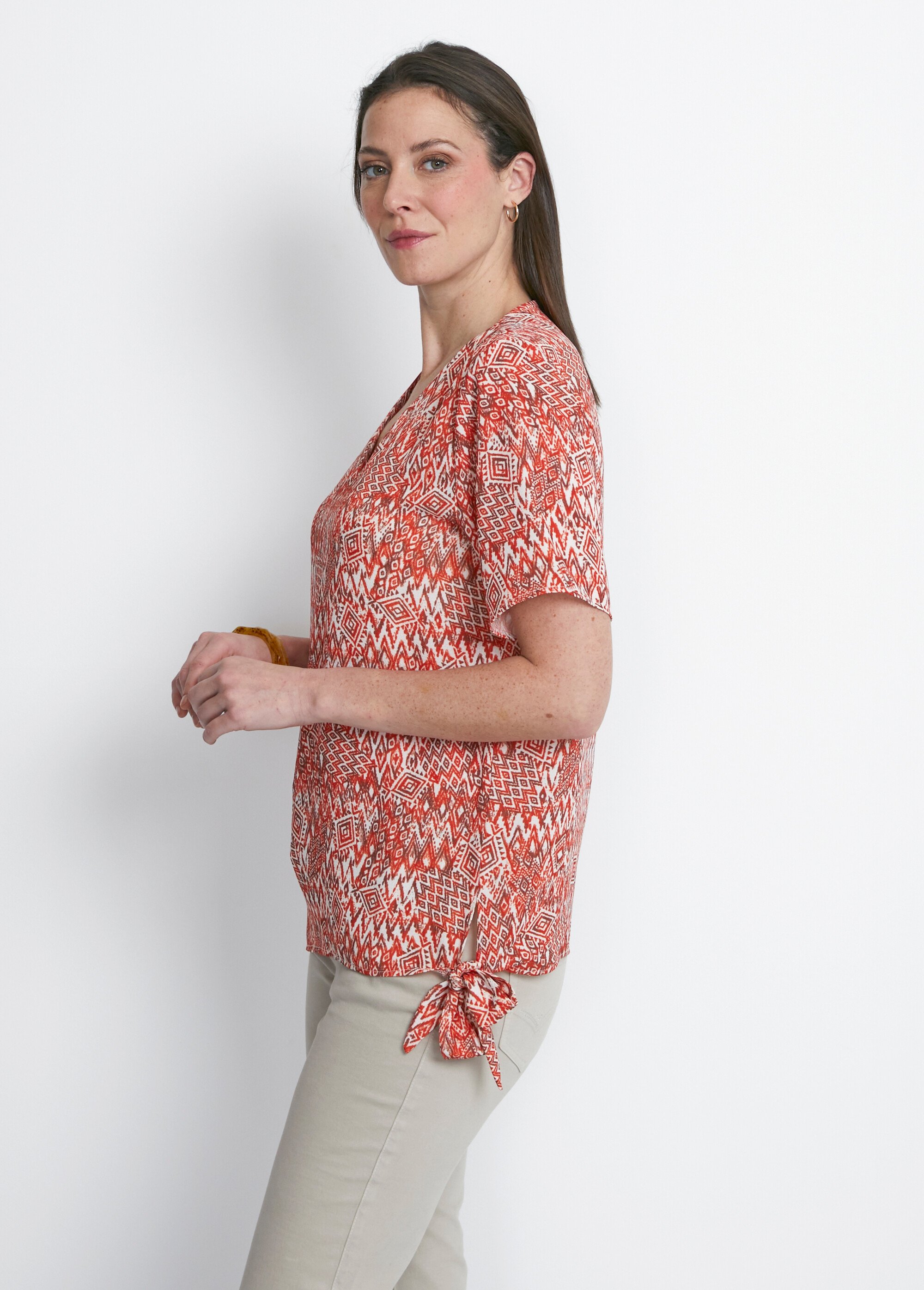 Tunique blousante courte unie ou imprimée Femme Orange CASTERMAN DR1