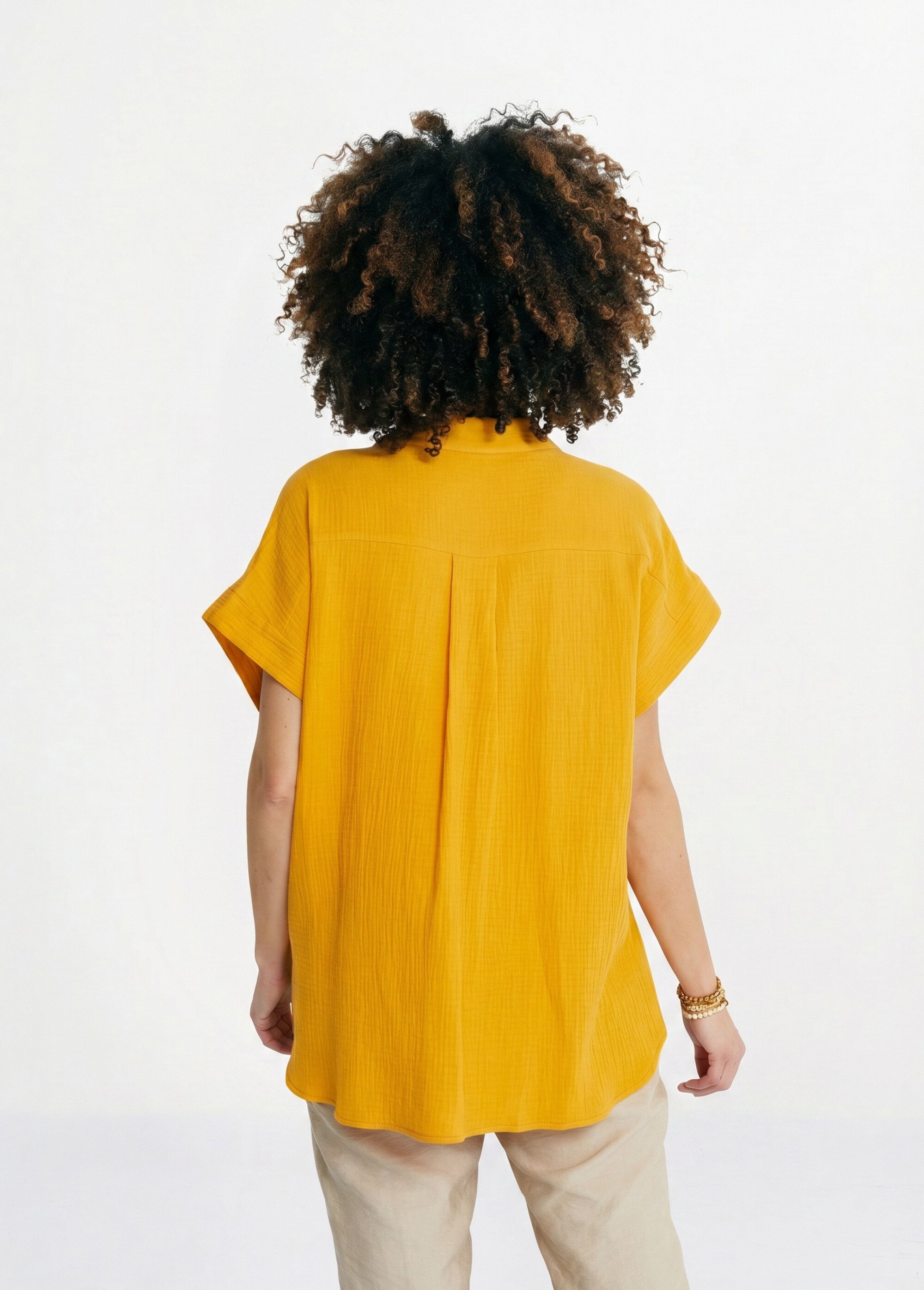Tunique longue ample coton uni Femme Jaune COUTIL DO1
