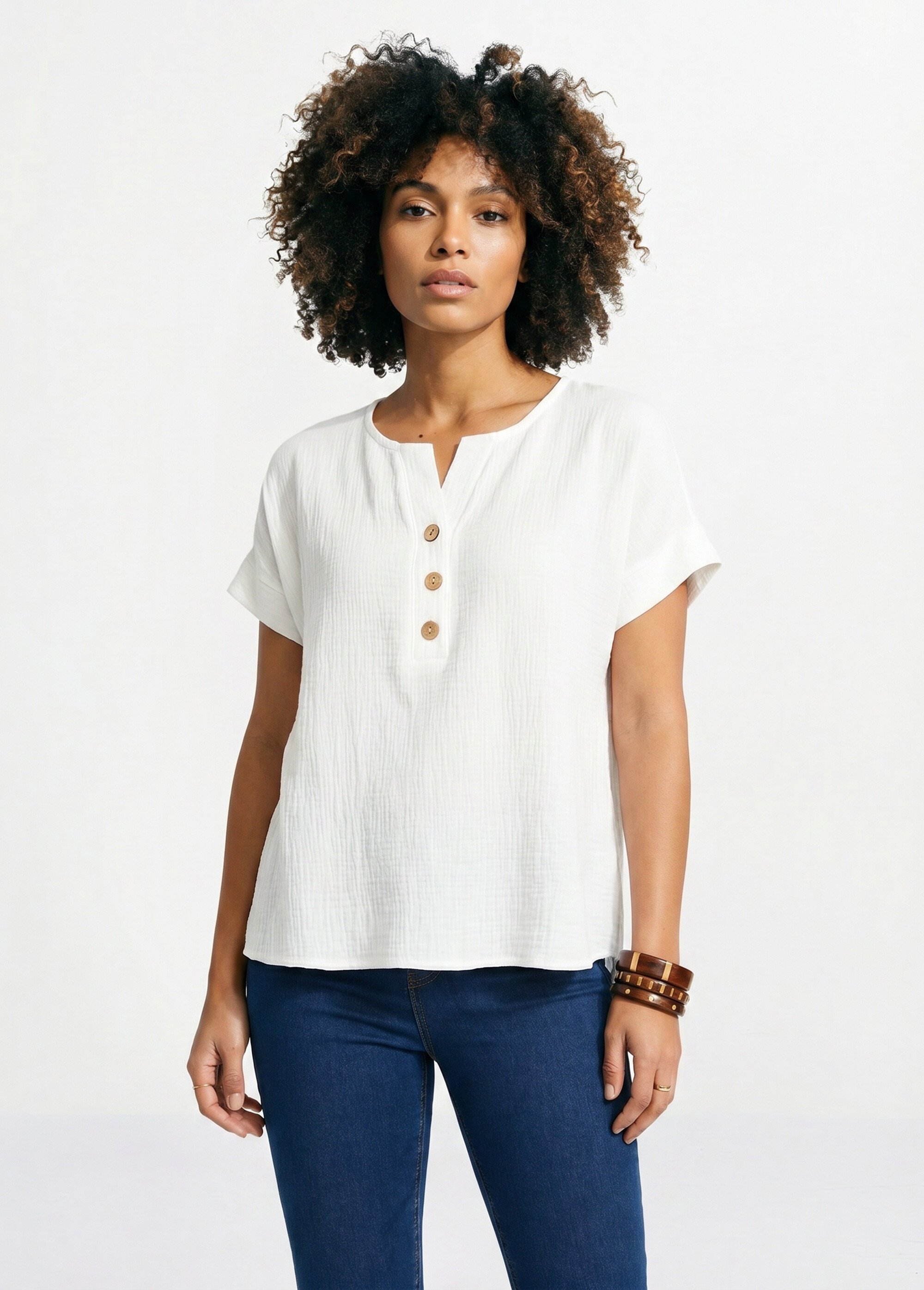 Tunique longue ample coton uni Femme Beige COUTIL FA1