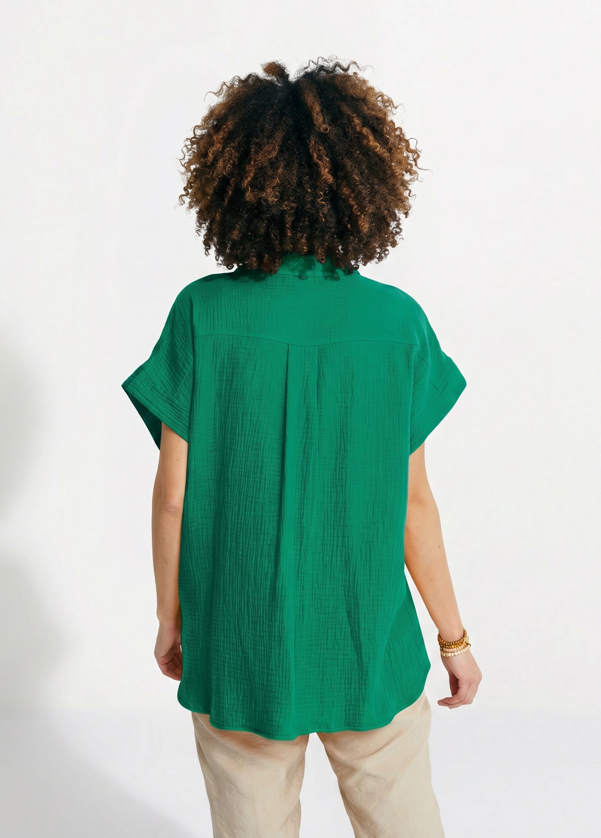 Tunique longue ample coton uni Femme Vert COUTIL DO1