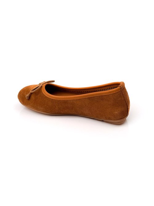 Ballerines plates élégantes, cuir nubuck Femme Marron JP-AL1411 DO1