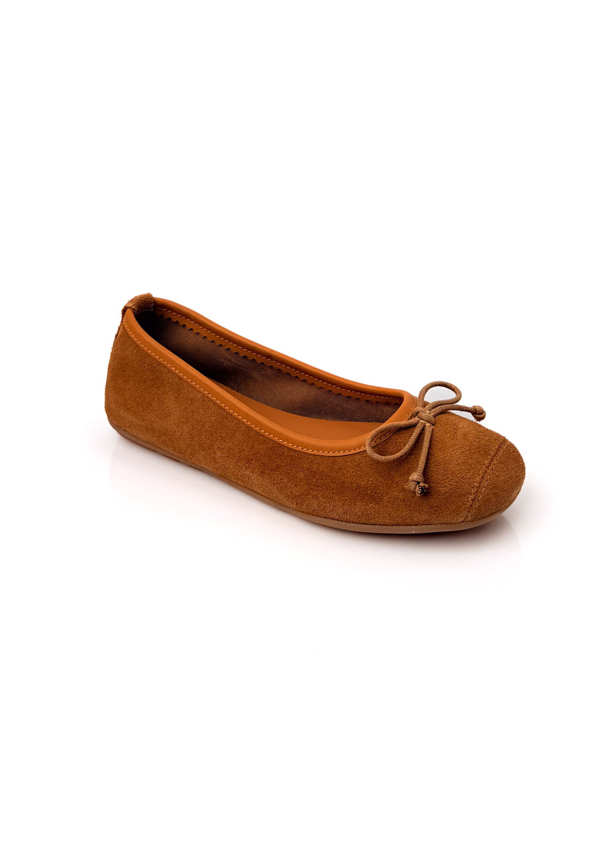 Ballerines plates élégantes, cuir nubuck