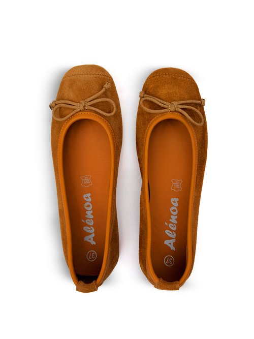 Ballerines plates élégantes, cuir nubuck Femme Marron JP-AL1411 OV1