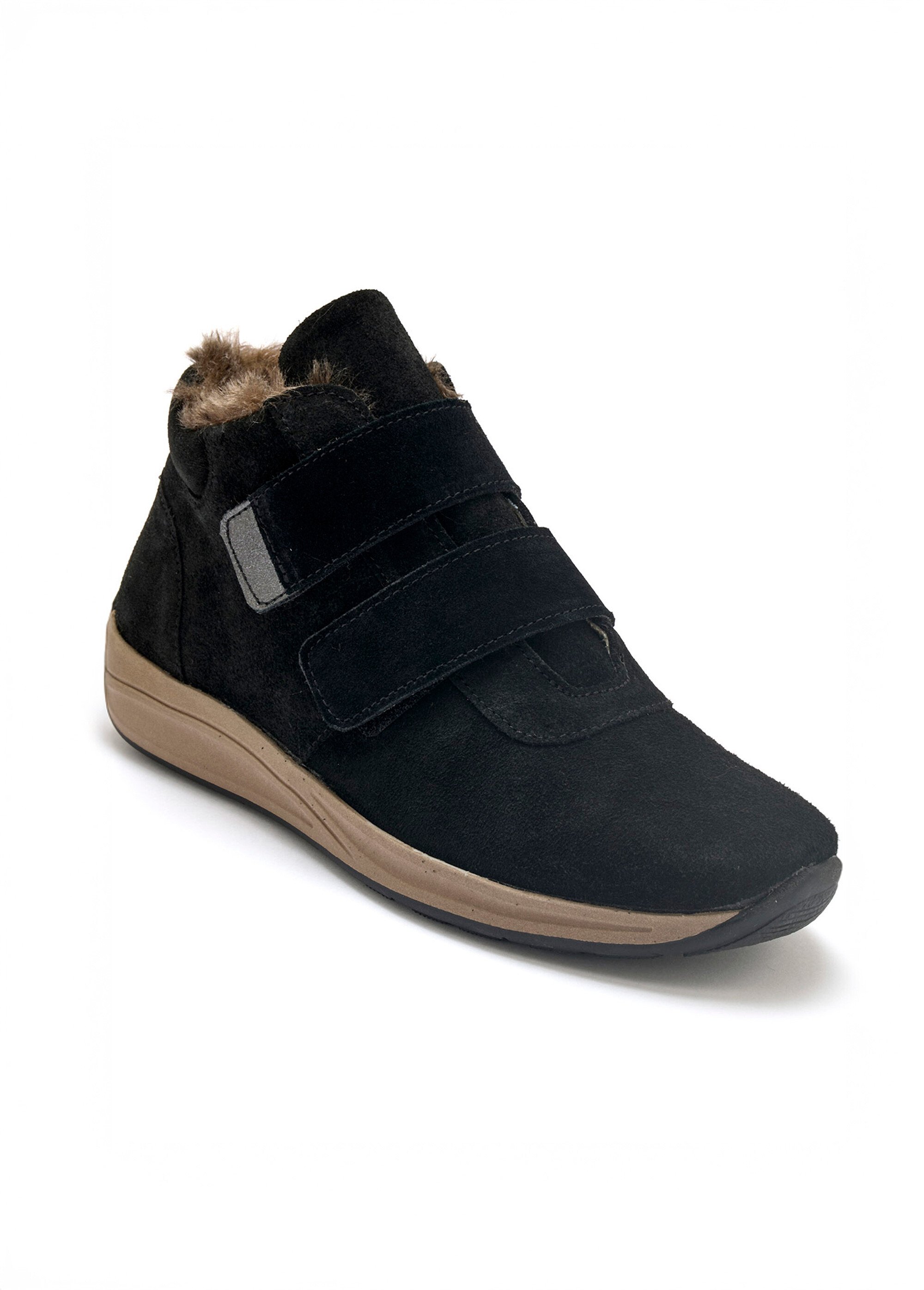 Baskets hautes à scratchs compensées Femme Noir PED2011809 FA1