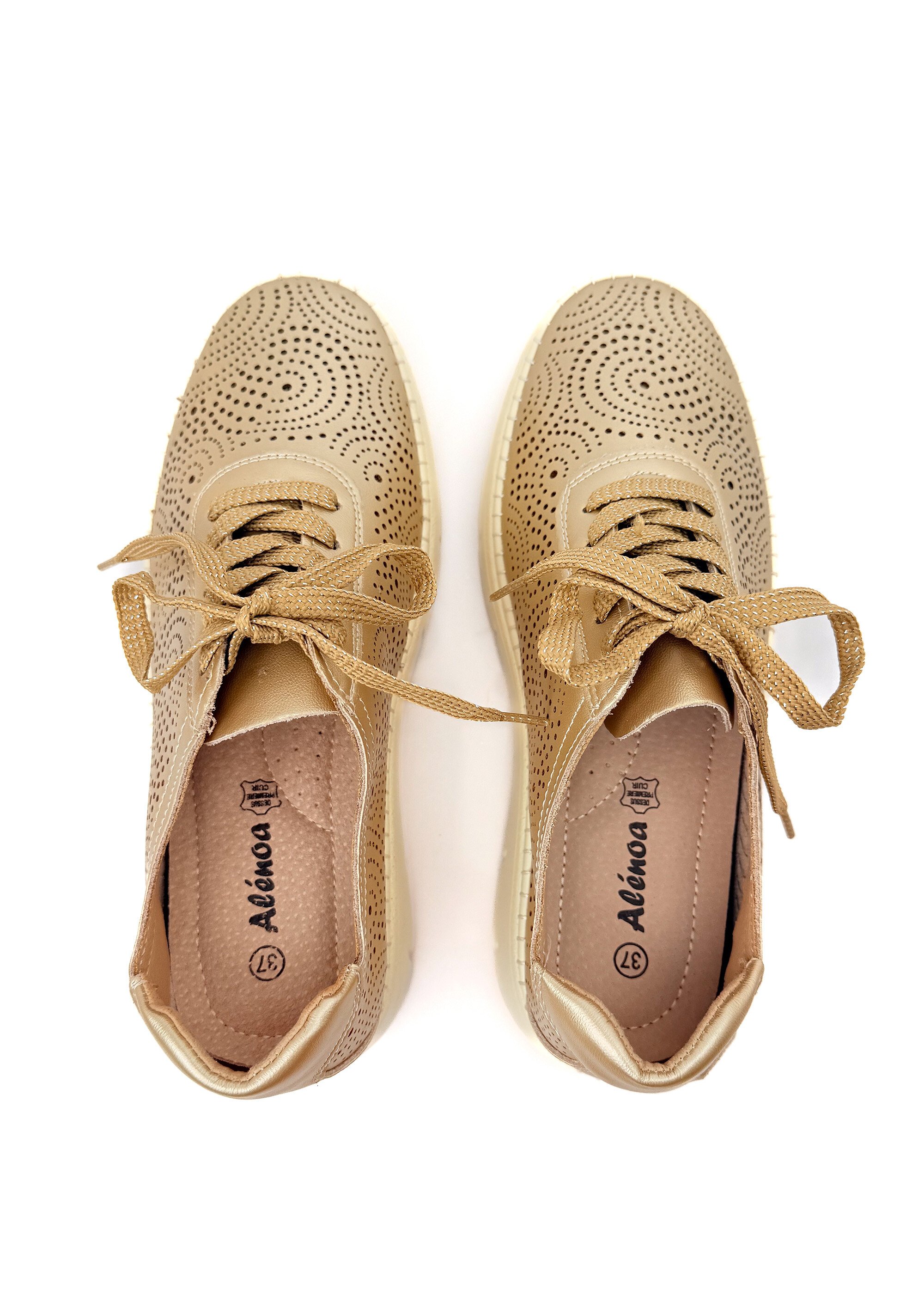 Baskets métallisées, semelle compensée Femme Doré JP-AL1403 OV1