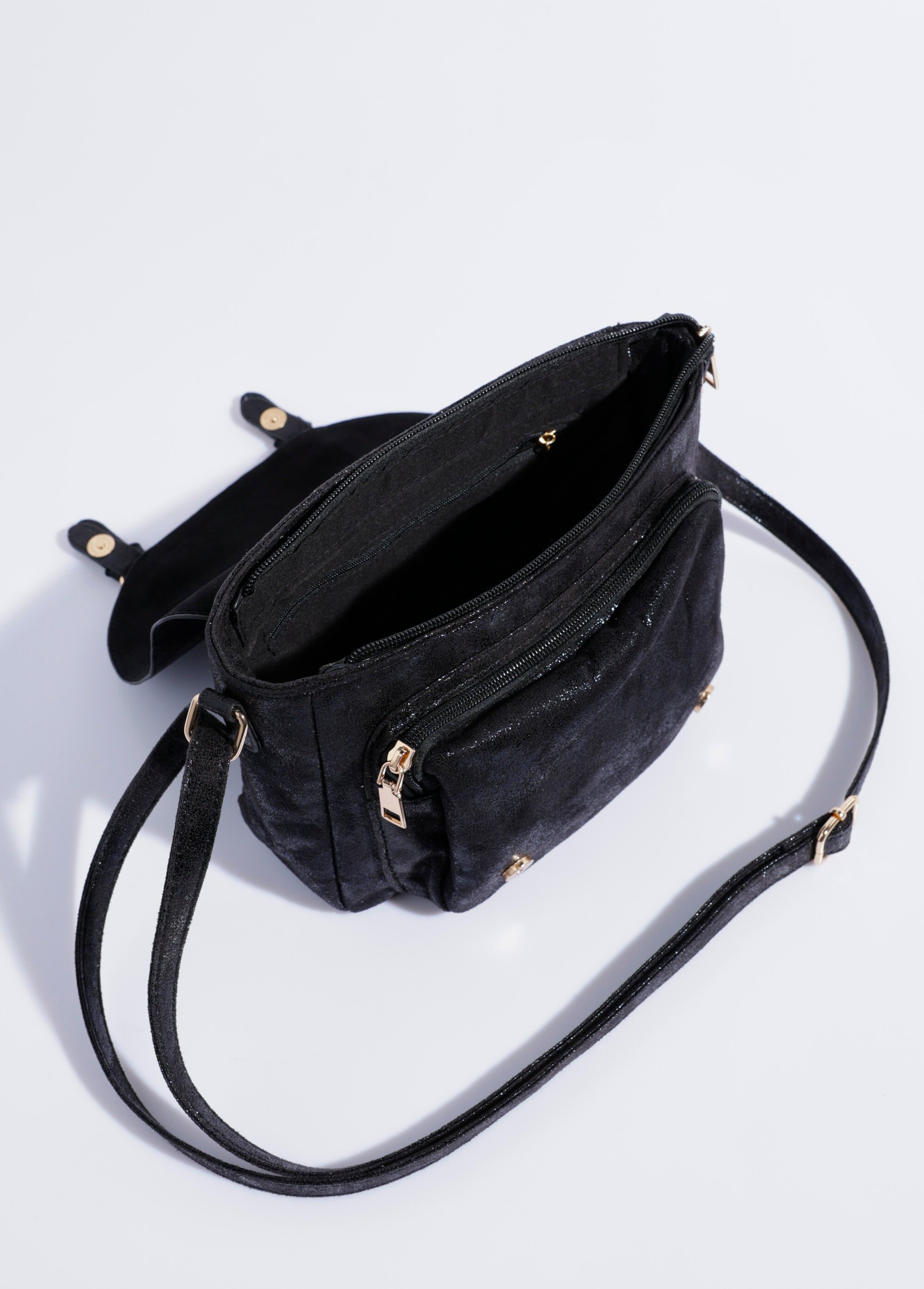Besace irisée avec rabat 2 boucles Femme Noir BAG-M338IRI DE1