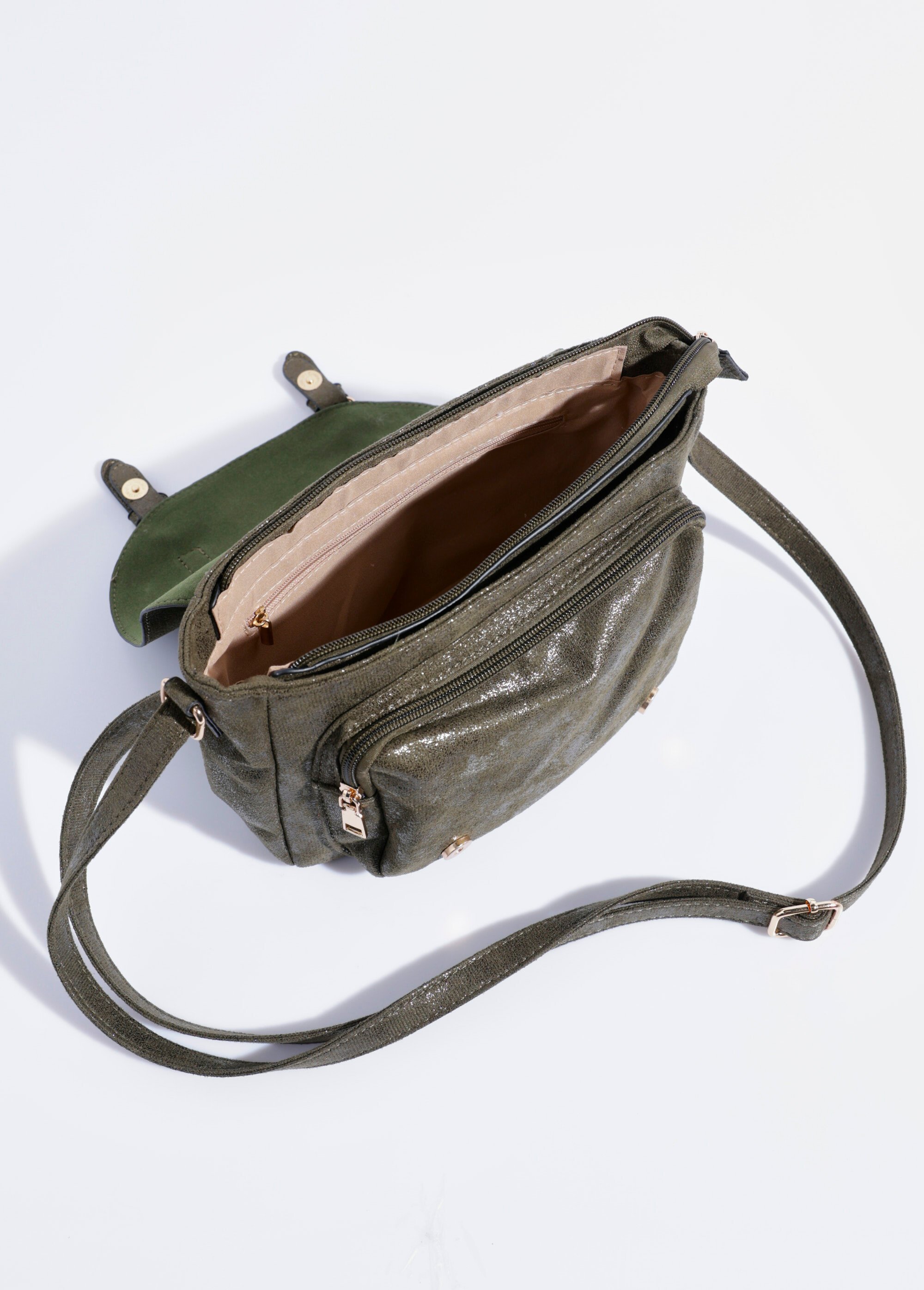 Besace irisée avec rabat 2 boucles Femme Vert BAG-M338IRI DE1