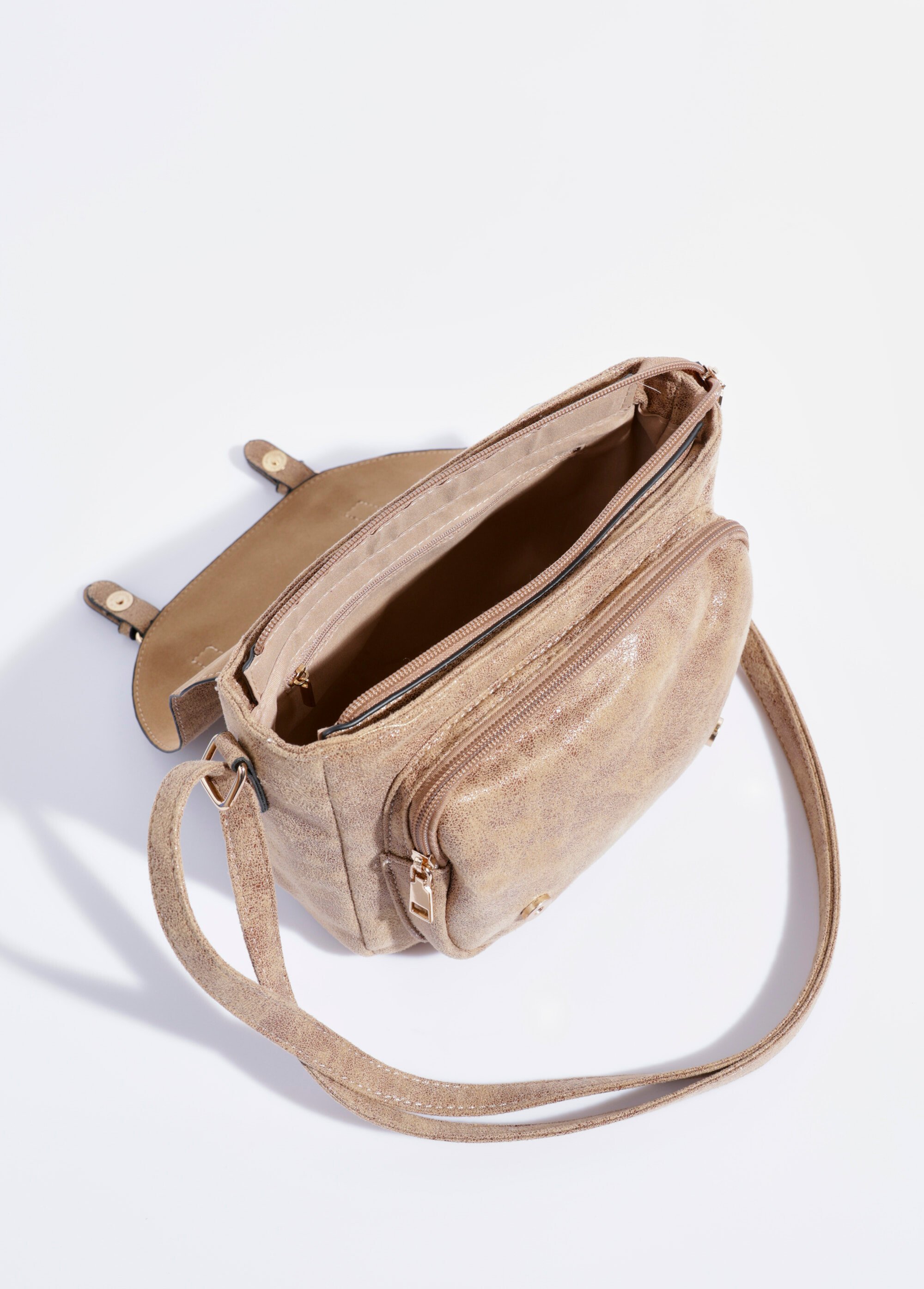 Besace irisée avec rabat 2 boucles Femme Beige BAG-M338IRI DE1