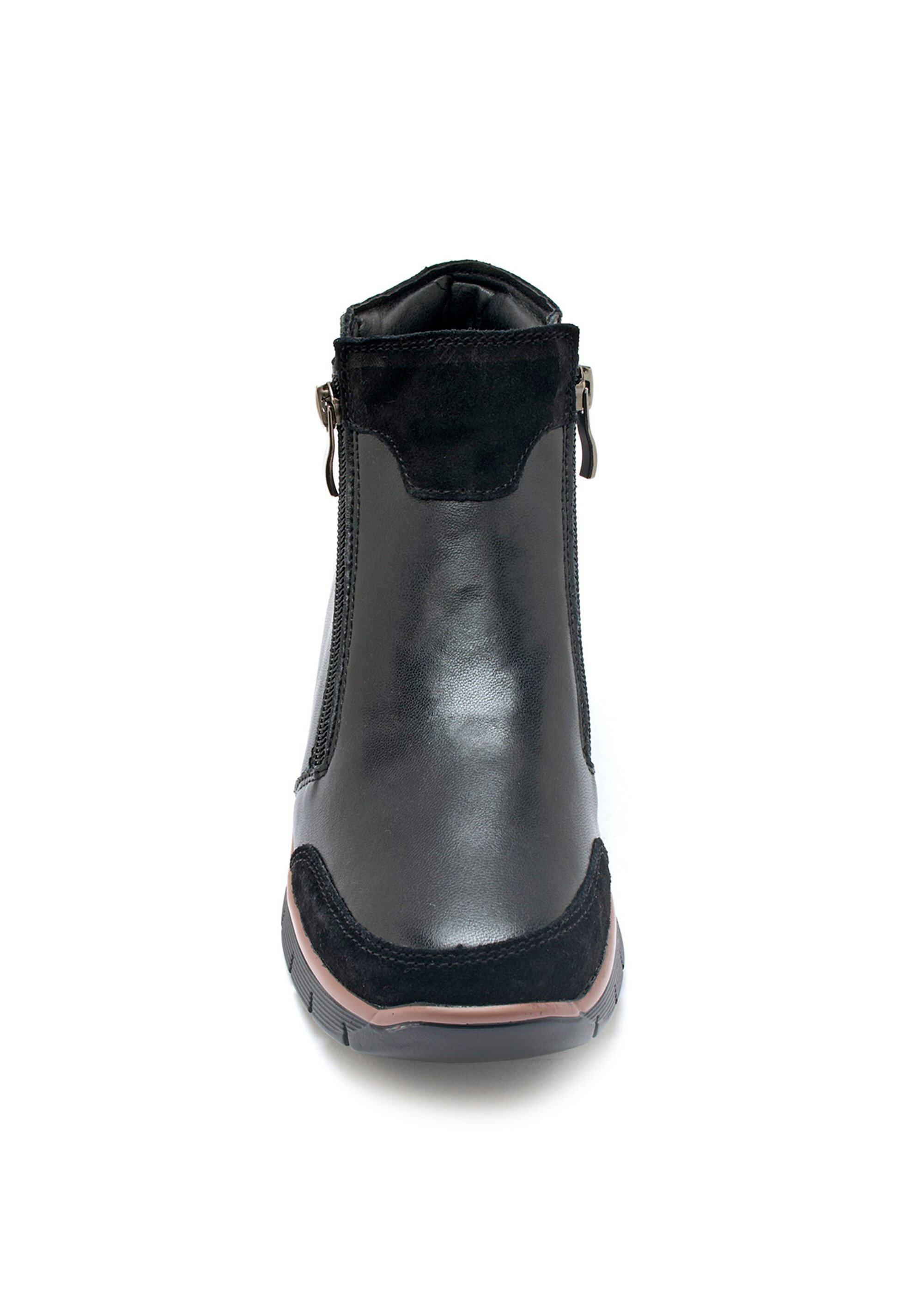 Boots compensées cuir lisse et suédé Femme Noir PED2011372 FA2