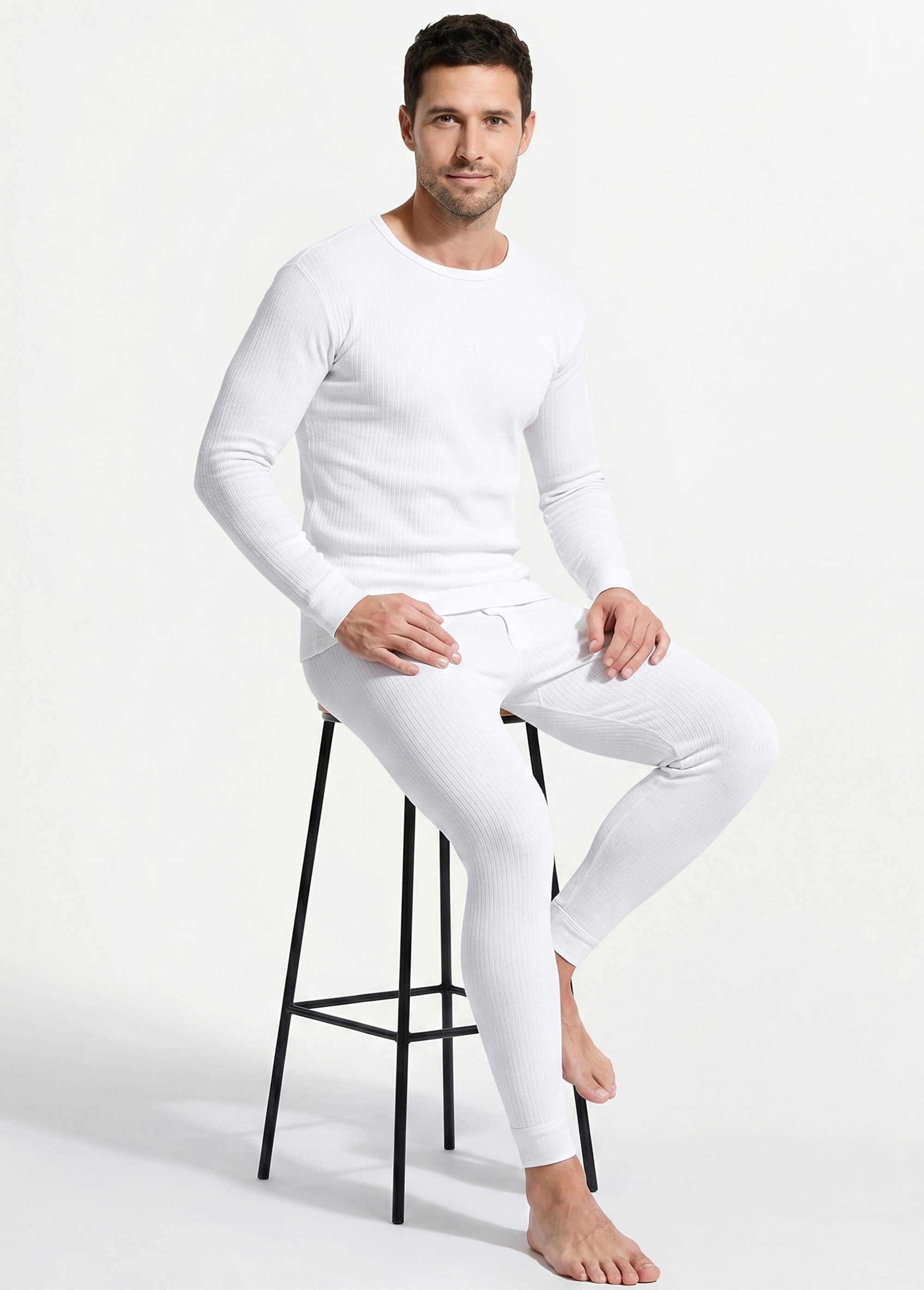 Caleçon long sous-vêtement chaud Homme Blanc INDIEN MV1