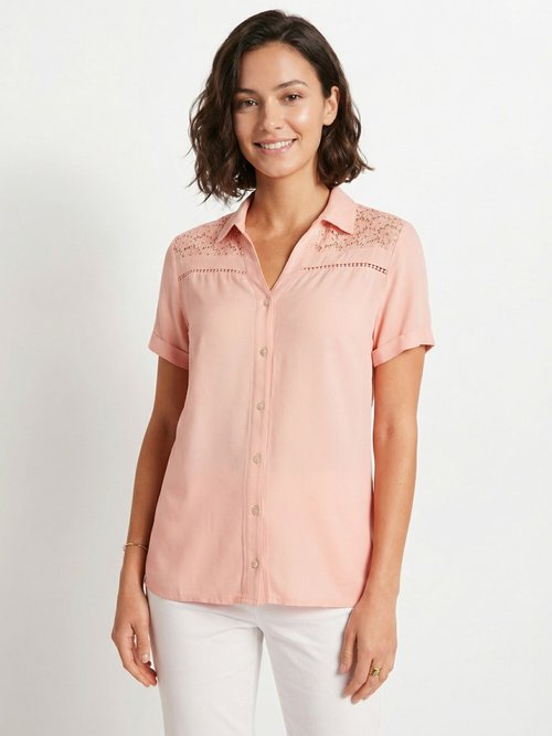 Chemisier boutonné dentelle et ajouré Femme Rose CAREME FA1