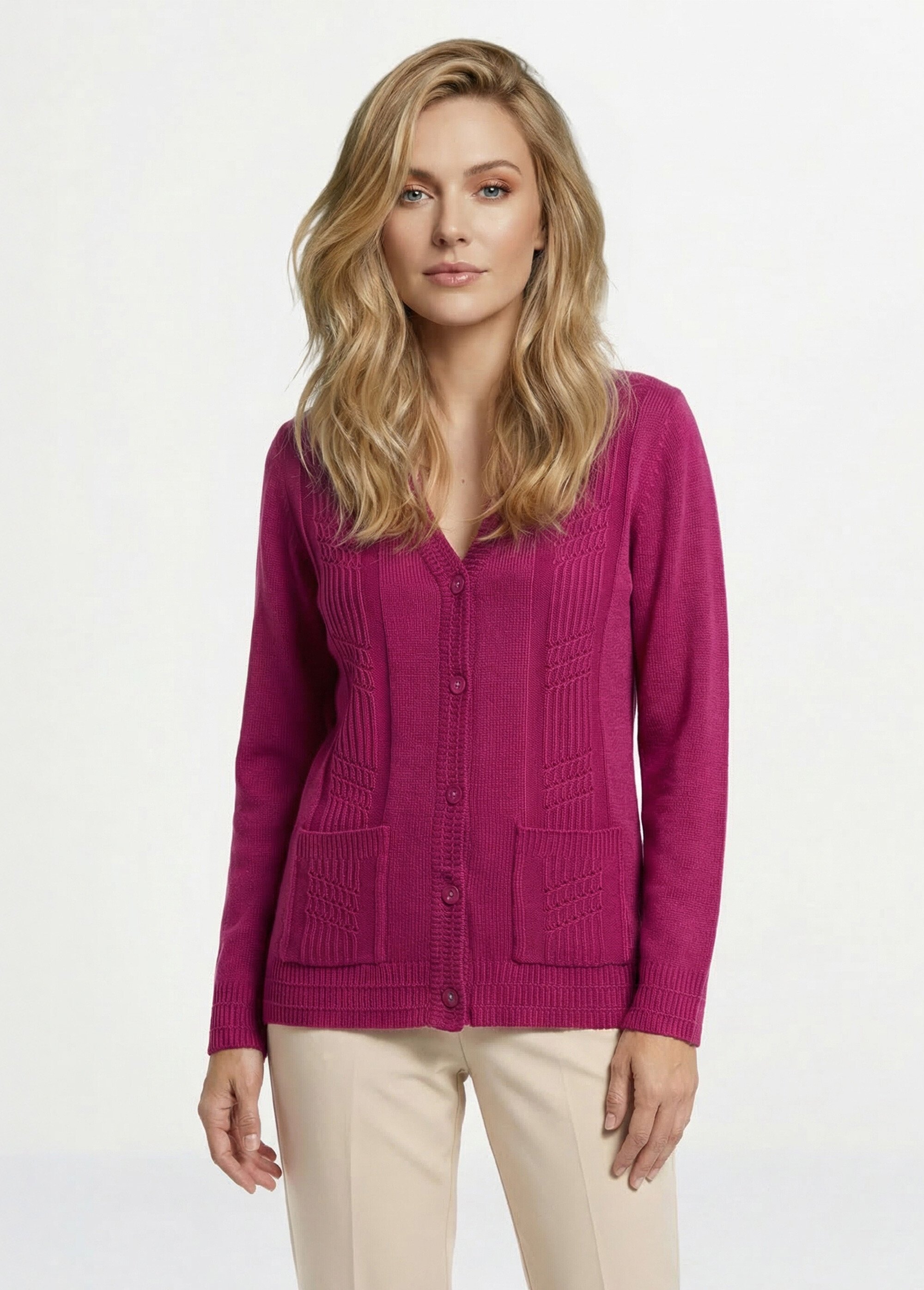Gilet boutonné manches longues Femme Violet MAJORQUE FA1